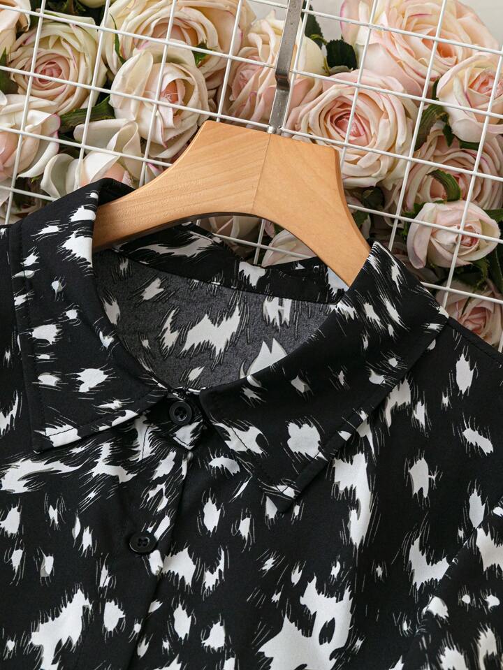 Women Printed Fit & Flare Long Dress with Waist Tie & Full Sleeves