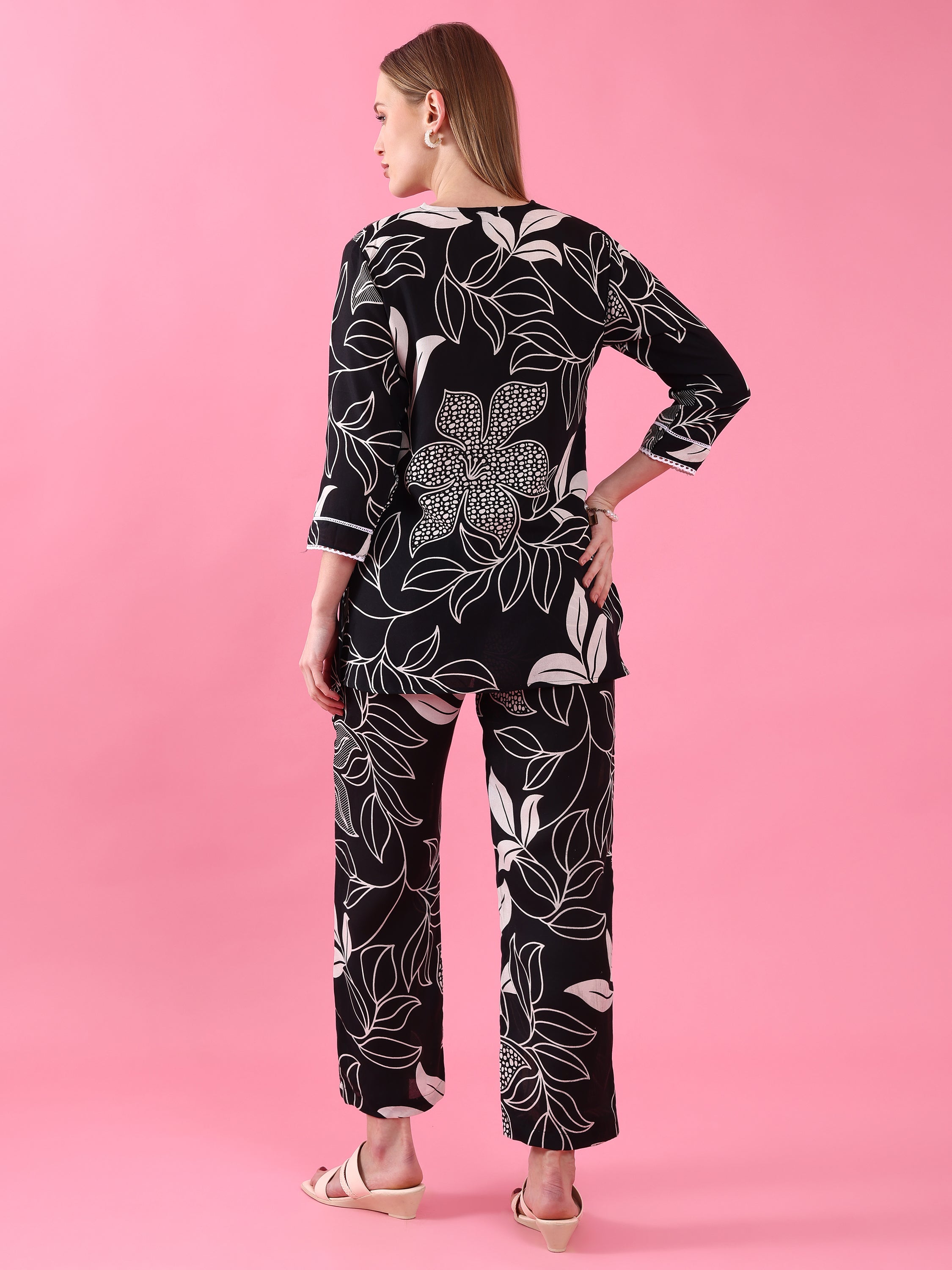 Floral Printed V-Neck Co-ords Set for Women