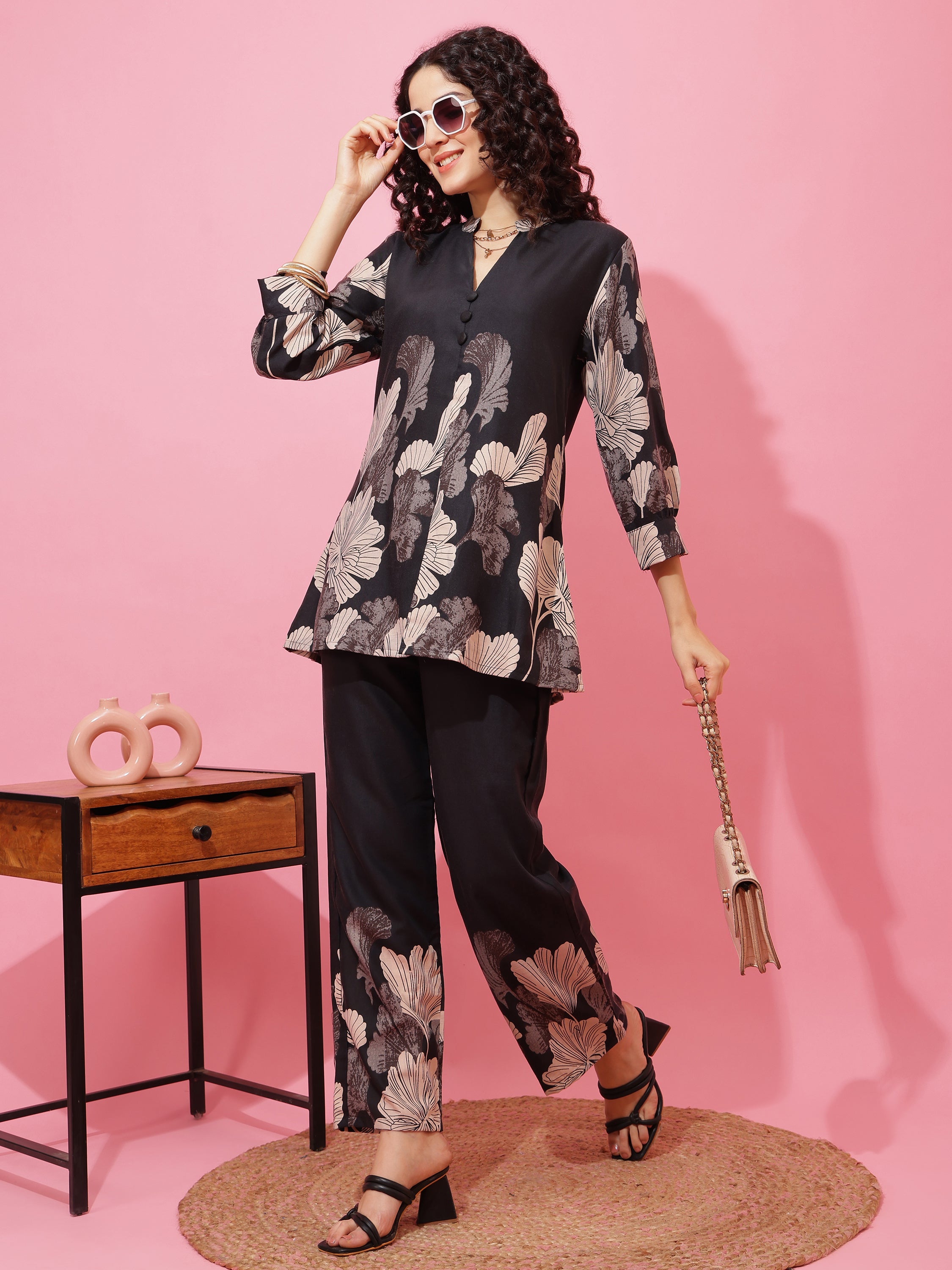 Women’s Poly Cotton Top & Pant Co-Ord Set with Relaxed Fit