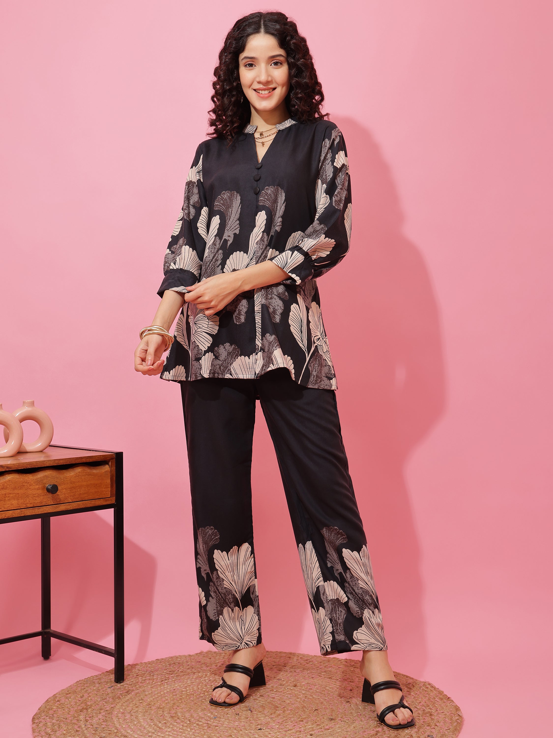 Women’s Poly Cotton Top & Pant Co-Ord Set with Relaxed Fit