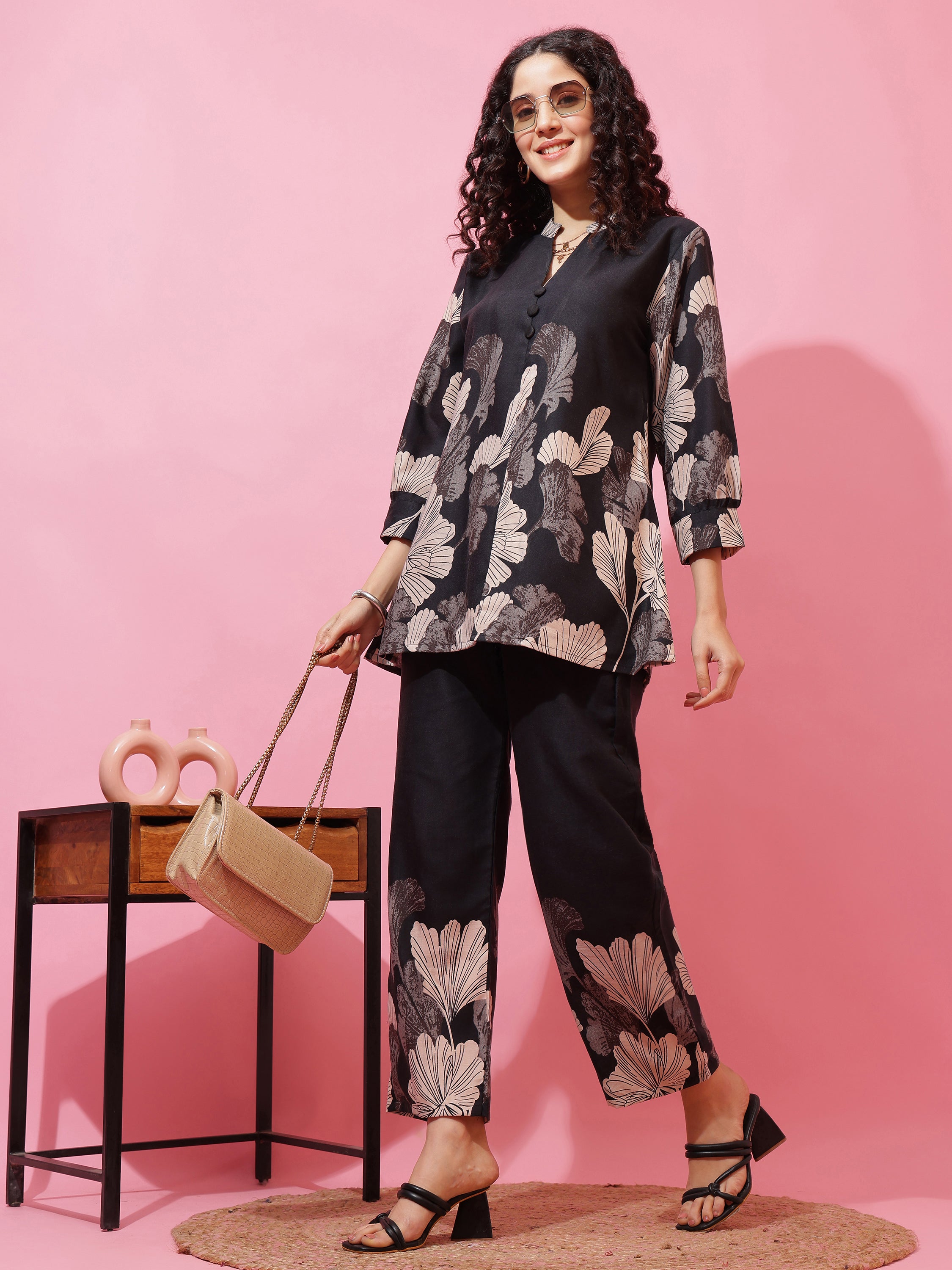 Women’s Poly Cotton Top & Pant Co-Ord Set with Relaxed Fit