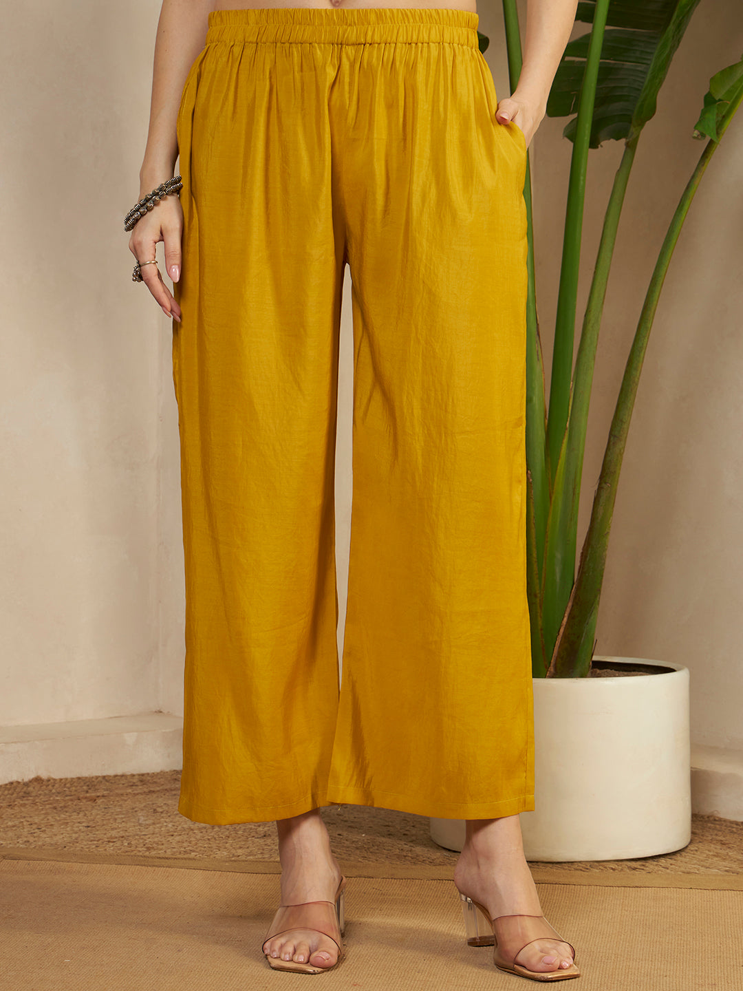 Women’s Mustard Yellow Floral Printed Kurta Pant Set with Dupatta
