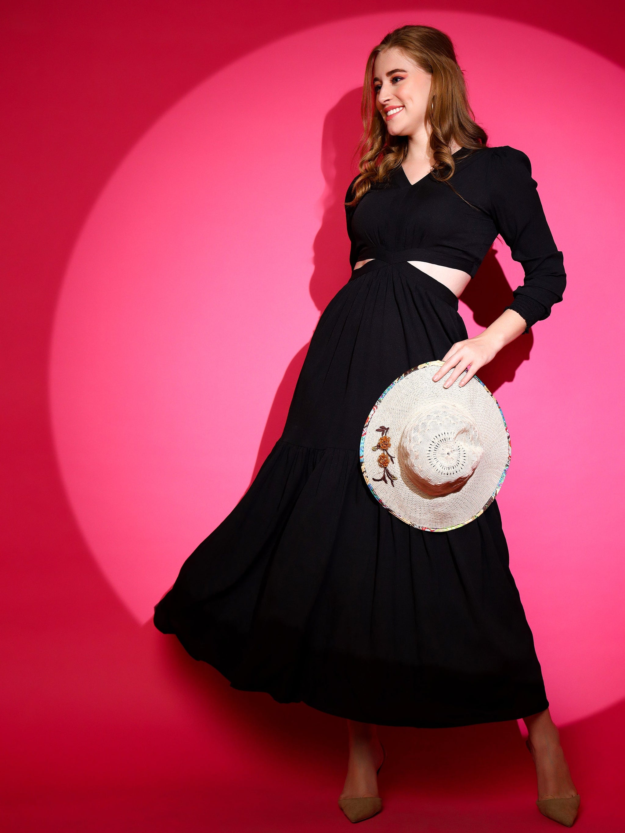 Women Peach Waist Cut-Out Maxi Dress main image 1