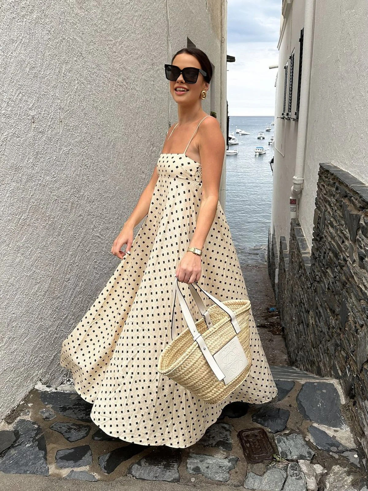 Women’s Printed Spaghetti Strap Fit & Flare Maxi Dress