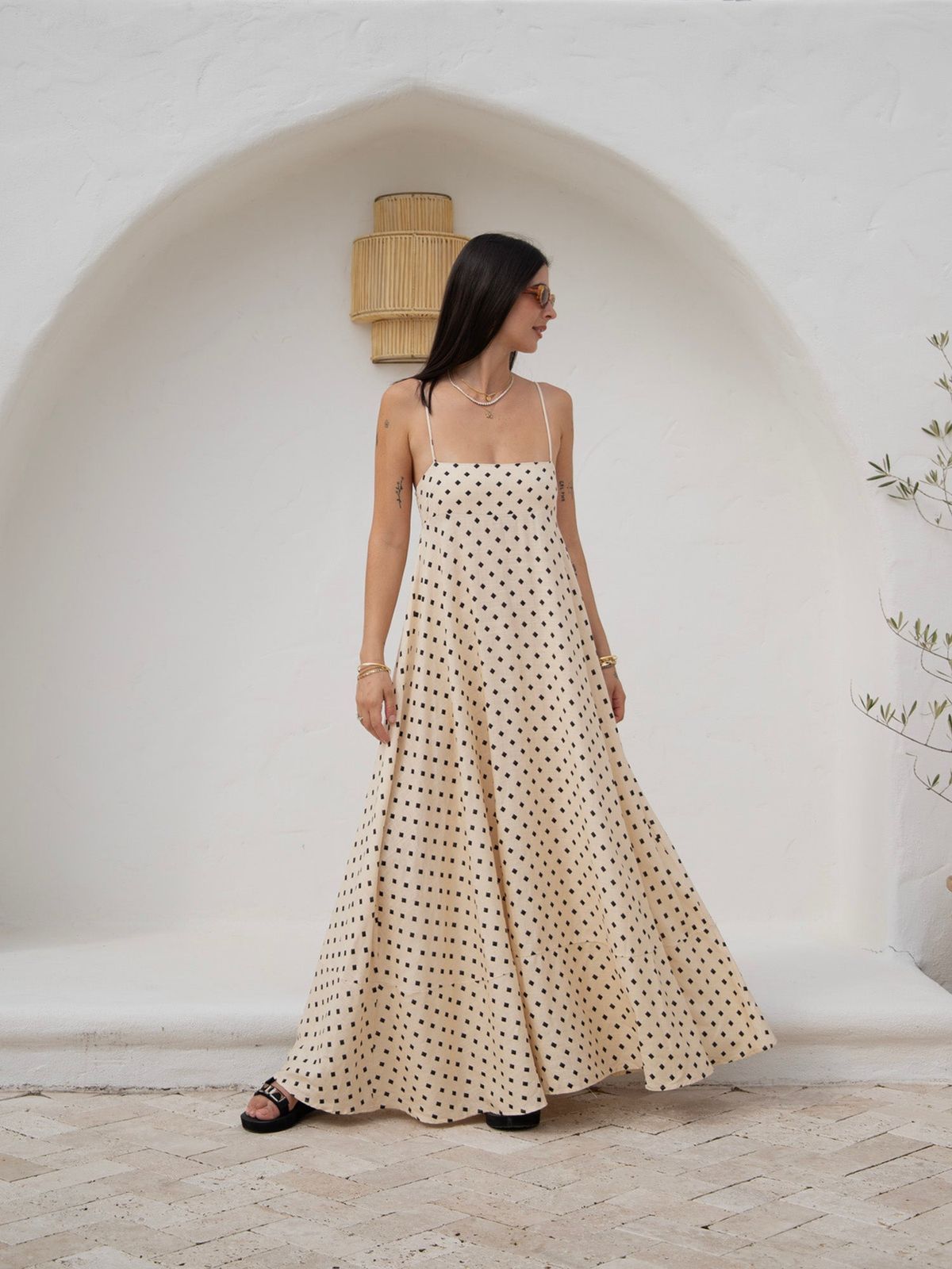 Women’s Printed Spaghetti Strap Fit & Flare Maxi Dress