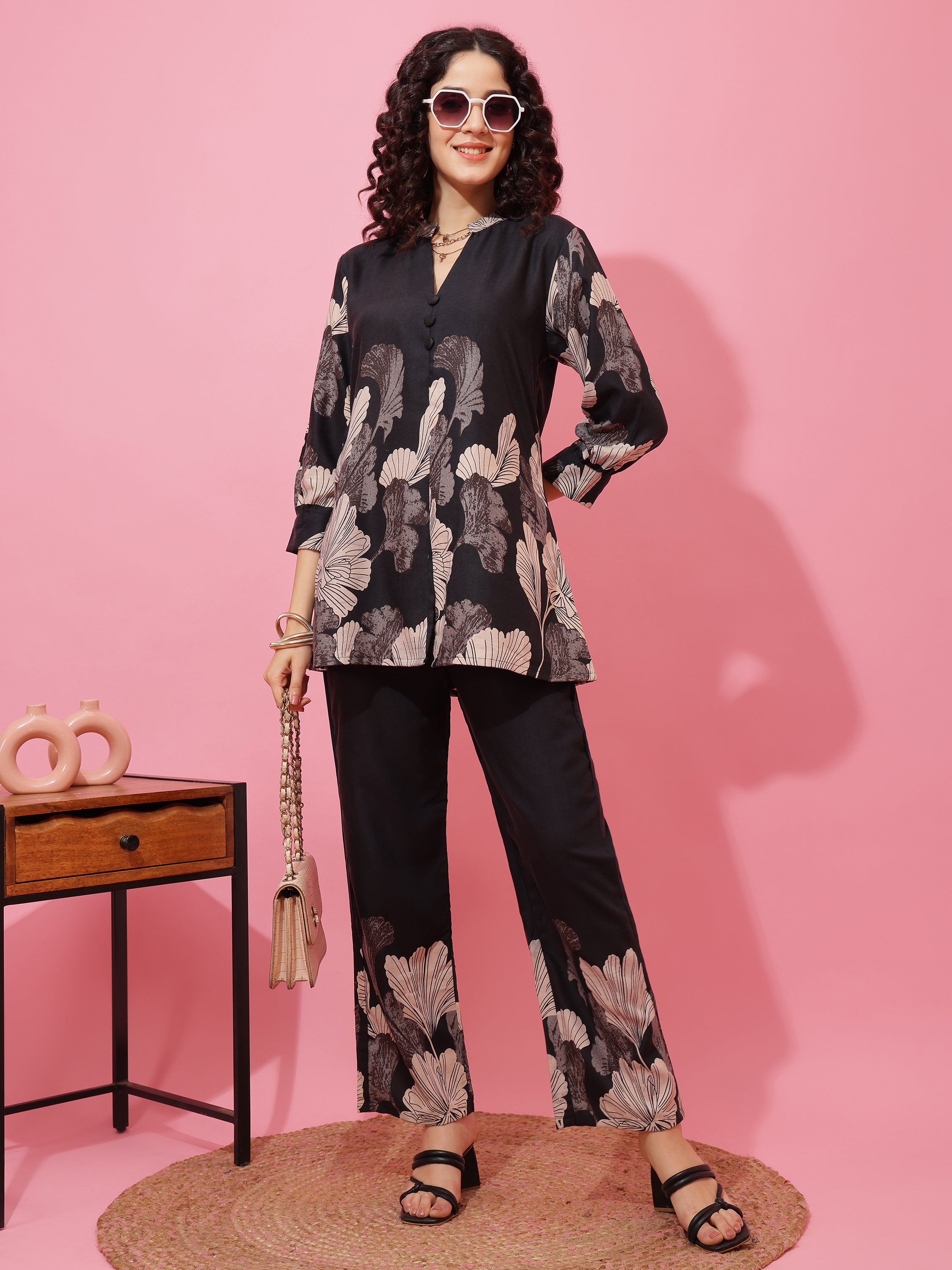 Women’s Poly Cotton Top & Pant Co-Ord Set with Relaxed Fit