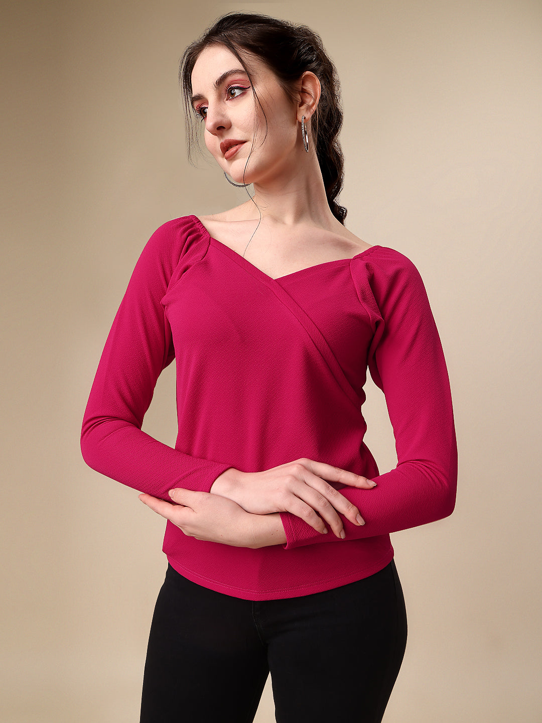 Casual Regular Sleeves Sweetheart Neck Solid Women Top