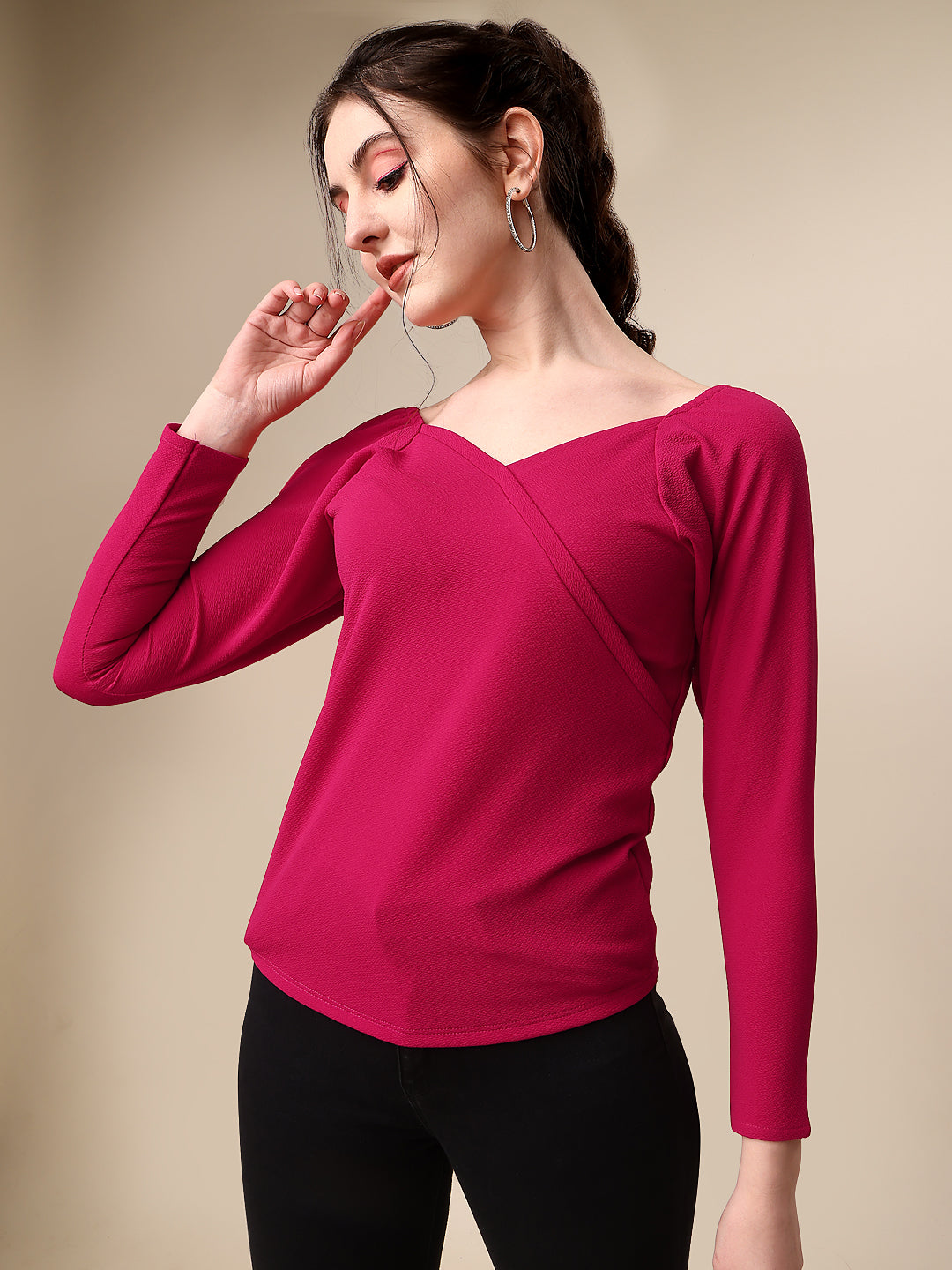 Casual Regular Sleeves Sweetheart Neck Solid Women Top