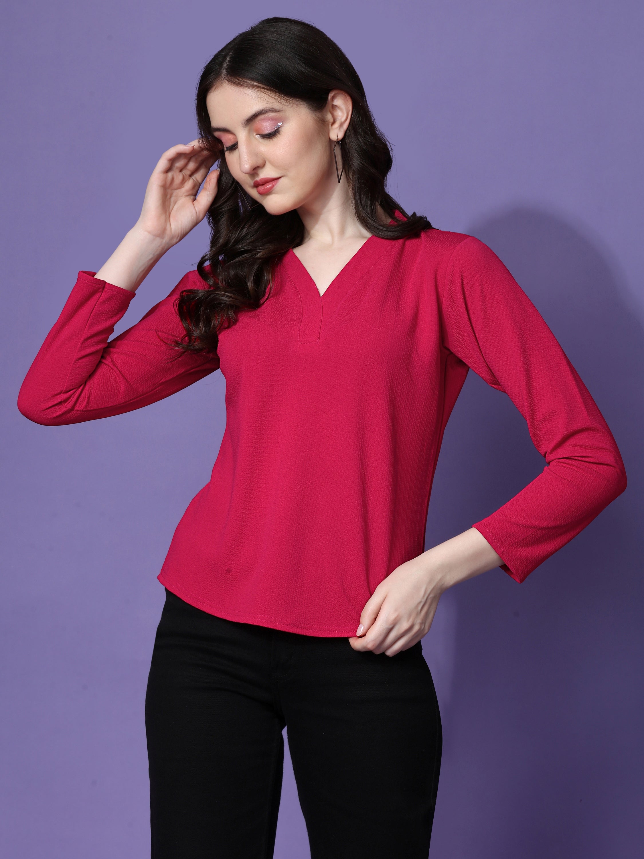 Casual Regular Sleeves Solid Women Top