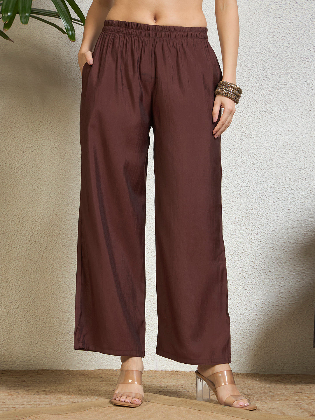 Women’s Coffee Brown Emblished Patchwork Kurta Set with Straight Pants & Dupatta