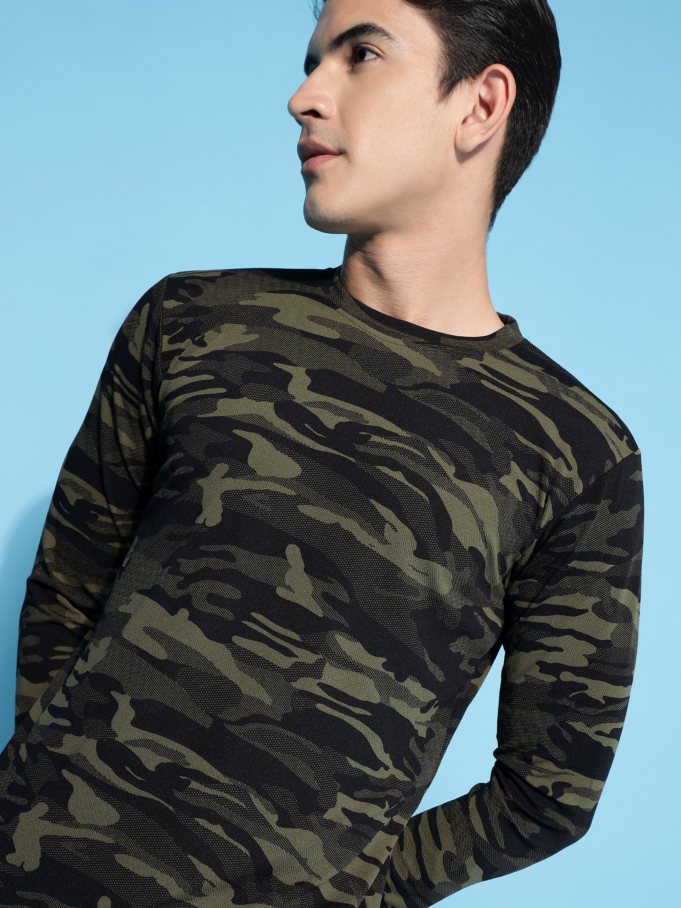 Men's Military Camouflage Round Neck Full Sleeve Regular T-Shirt