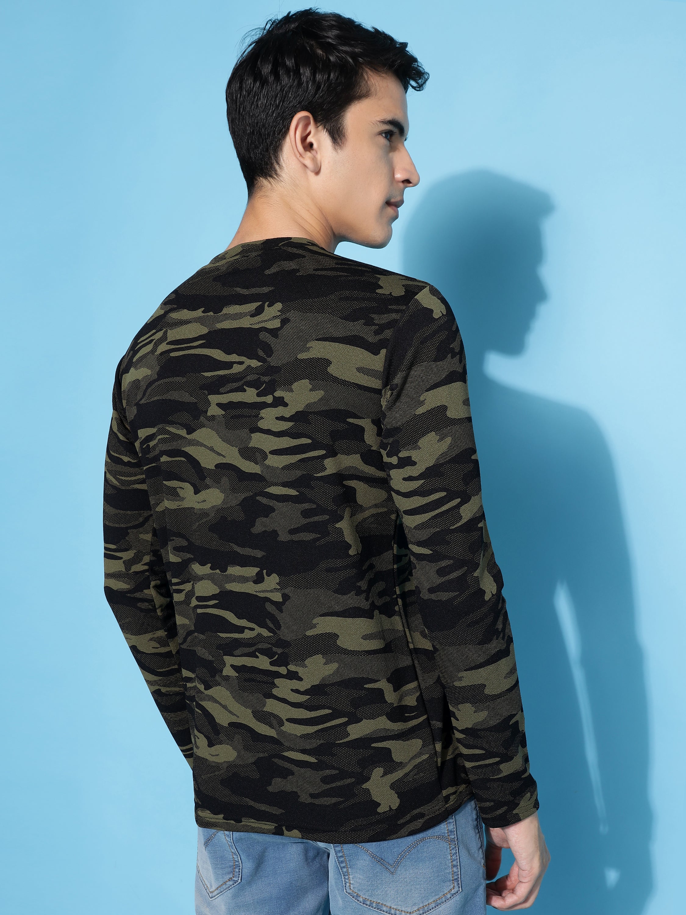 Men's Military Camouflage Round Neck Full Sleeve Regular T-Shirt