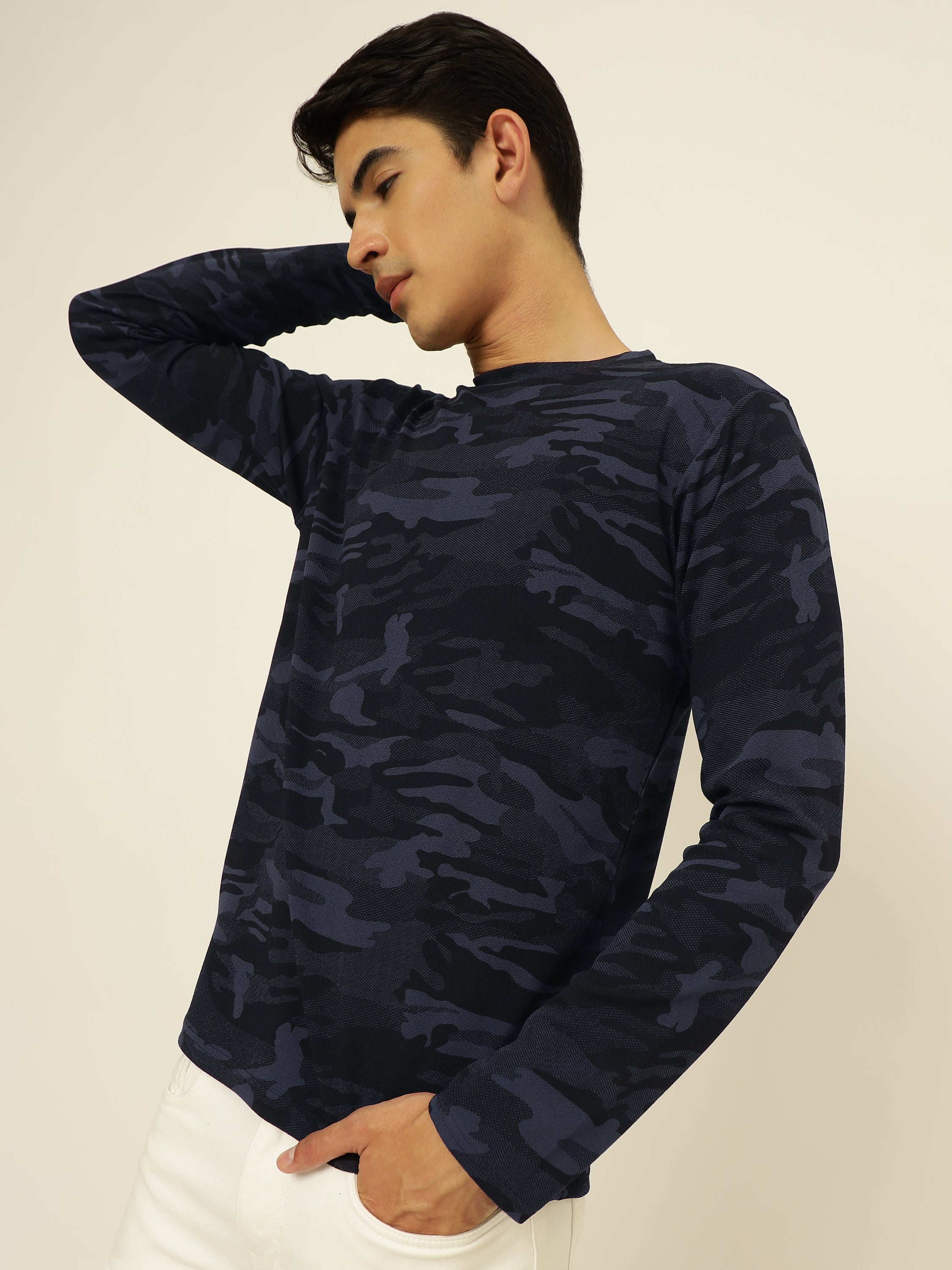 Men's Military Camouflage Round Neck Full Sleeve Regular T-Shirt