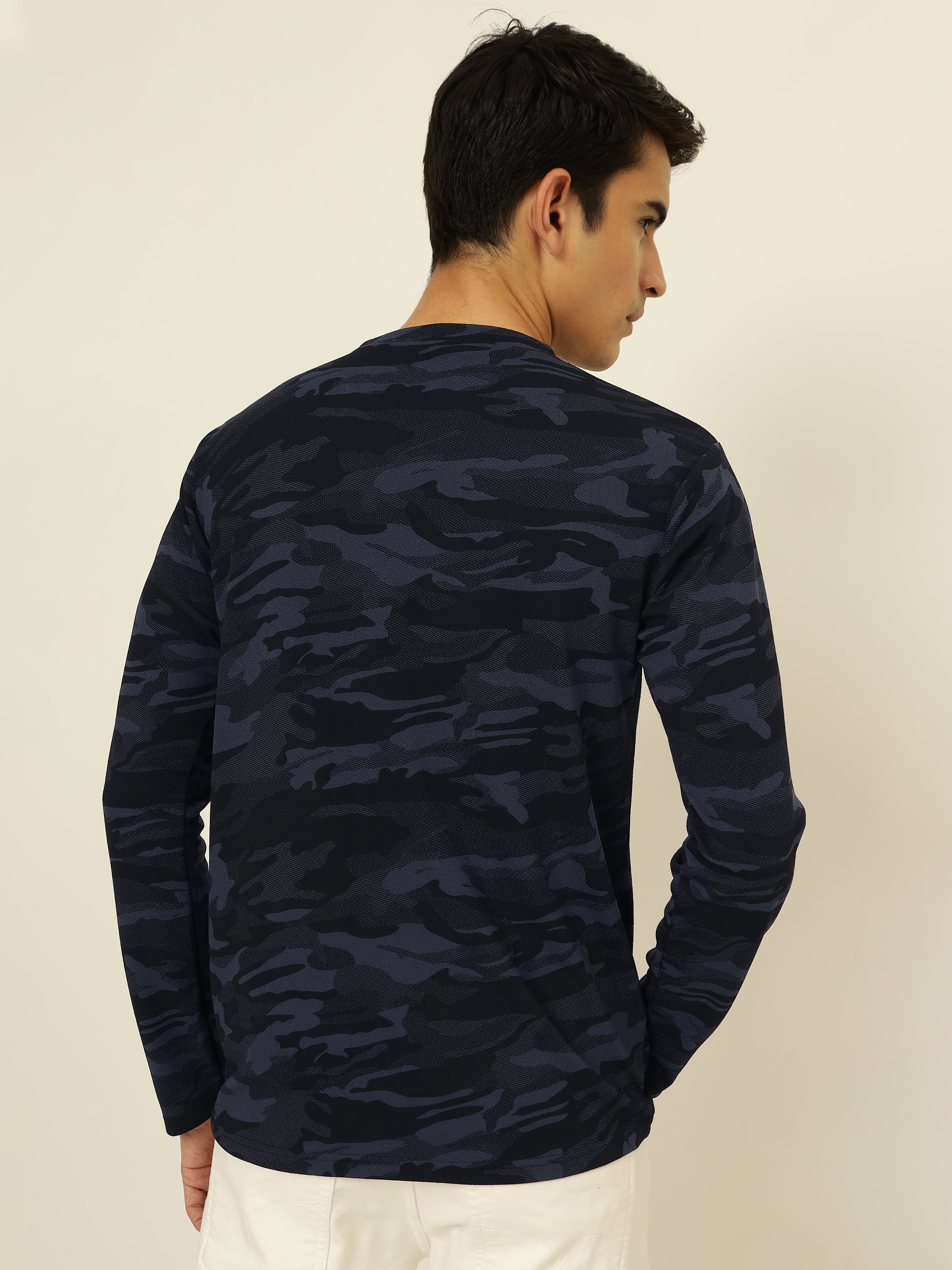 Men's Military Camouflage Round Neck Full Sleeve Regular T-Shirt