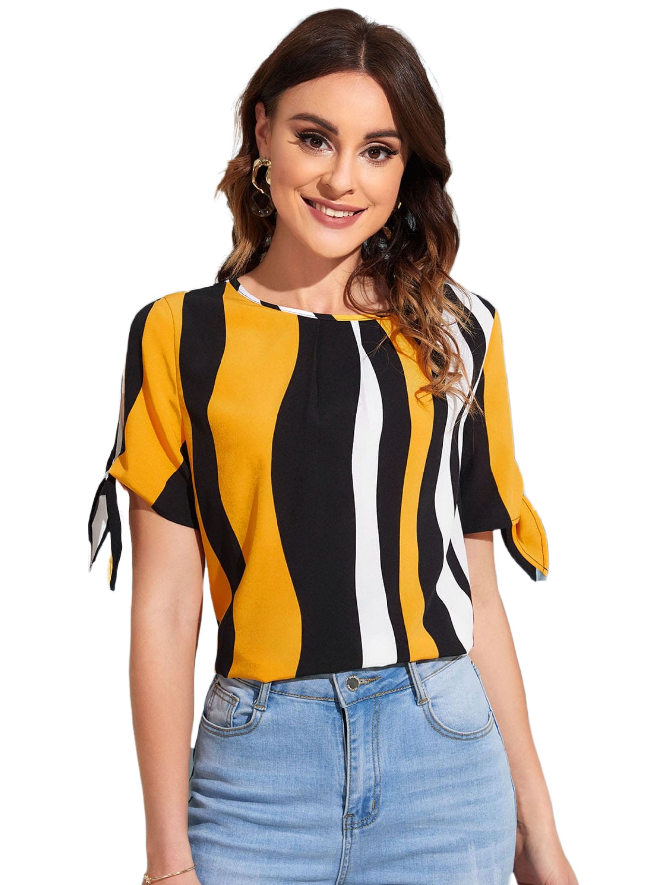 Printed Regular Sleeves V-Neck Crepe Top