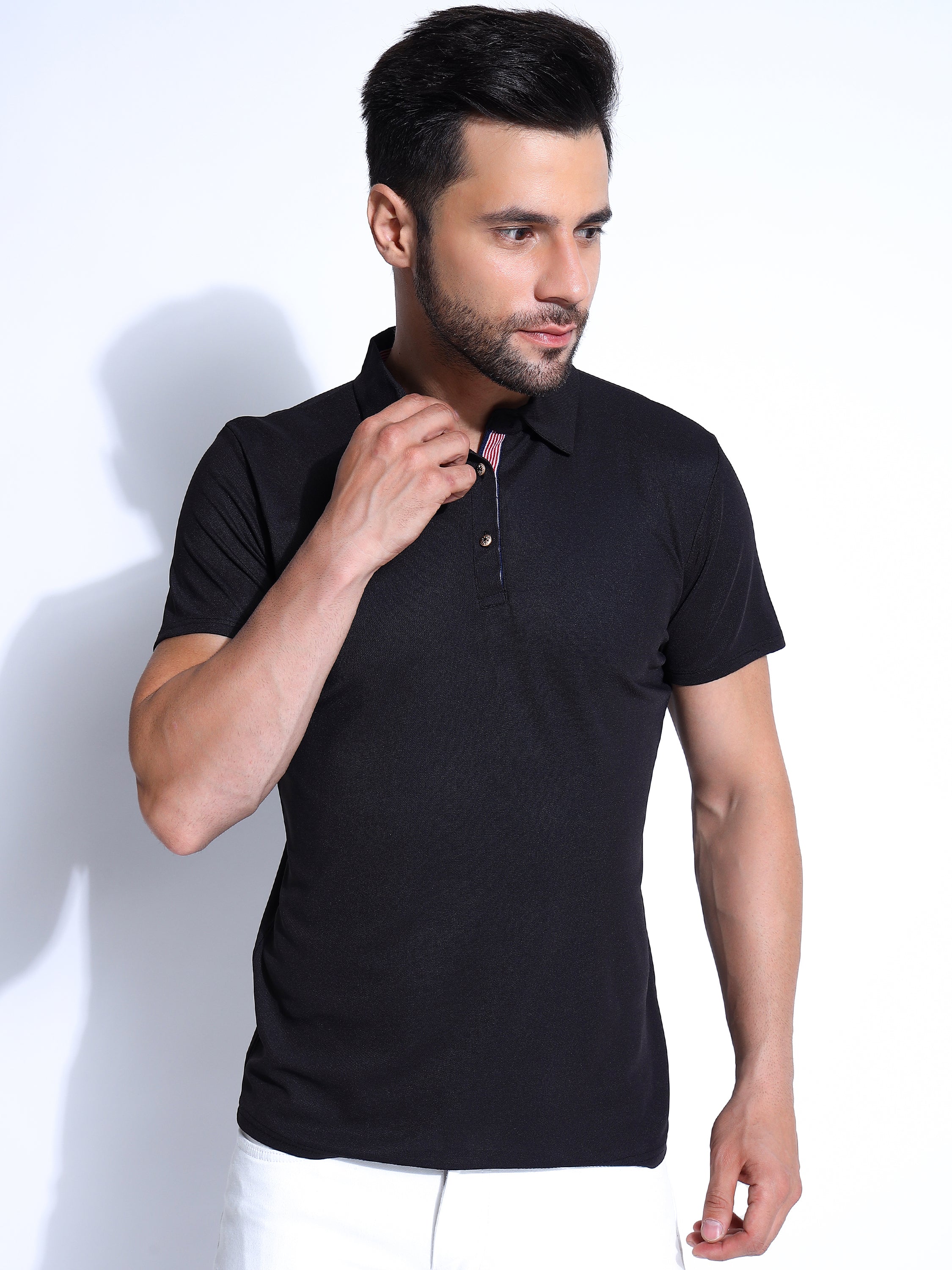 Men Solid Polo Neck Ragular Fit T-Shirt