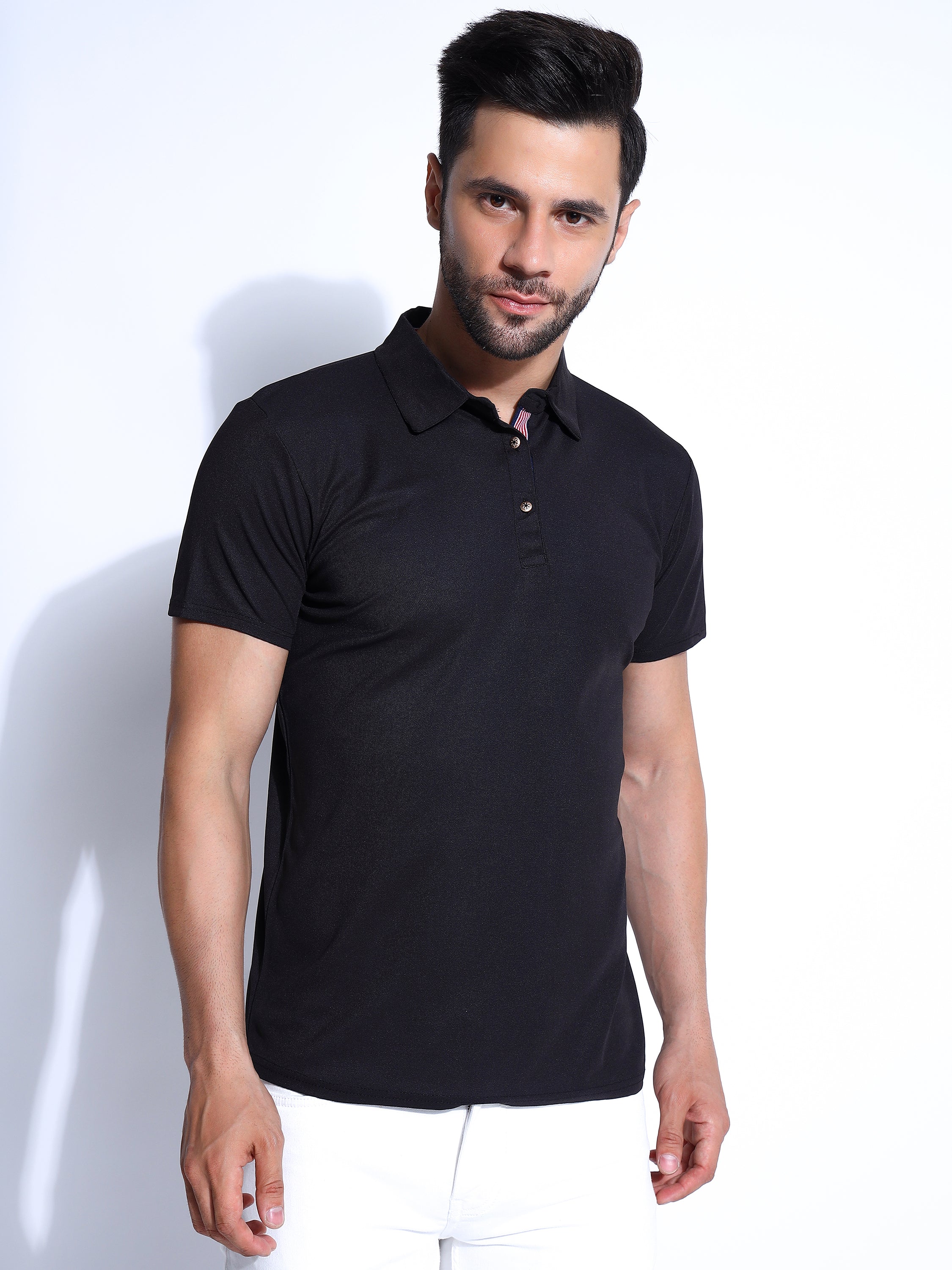 Men Solid Polo Neck Ragular Fit T-Shirt