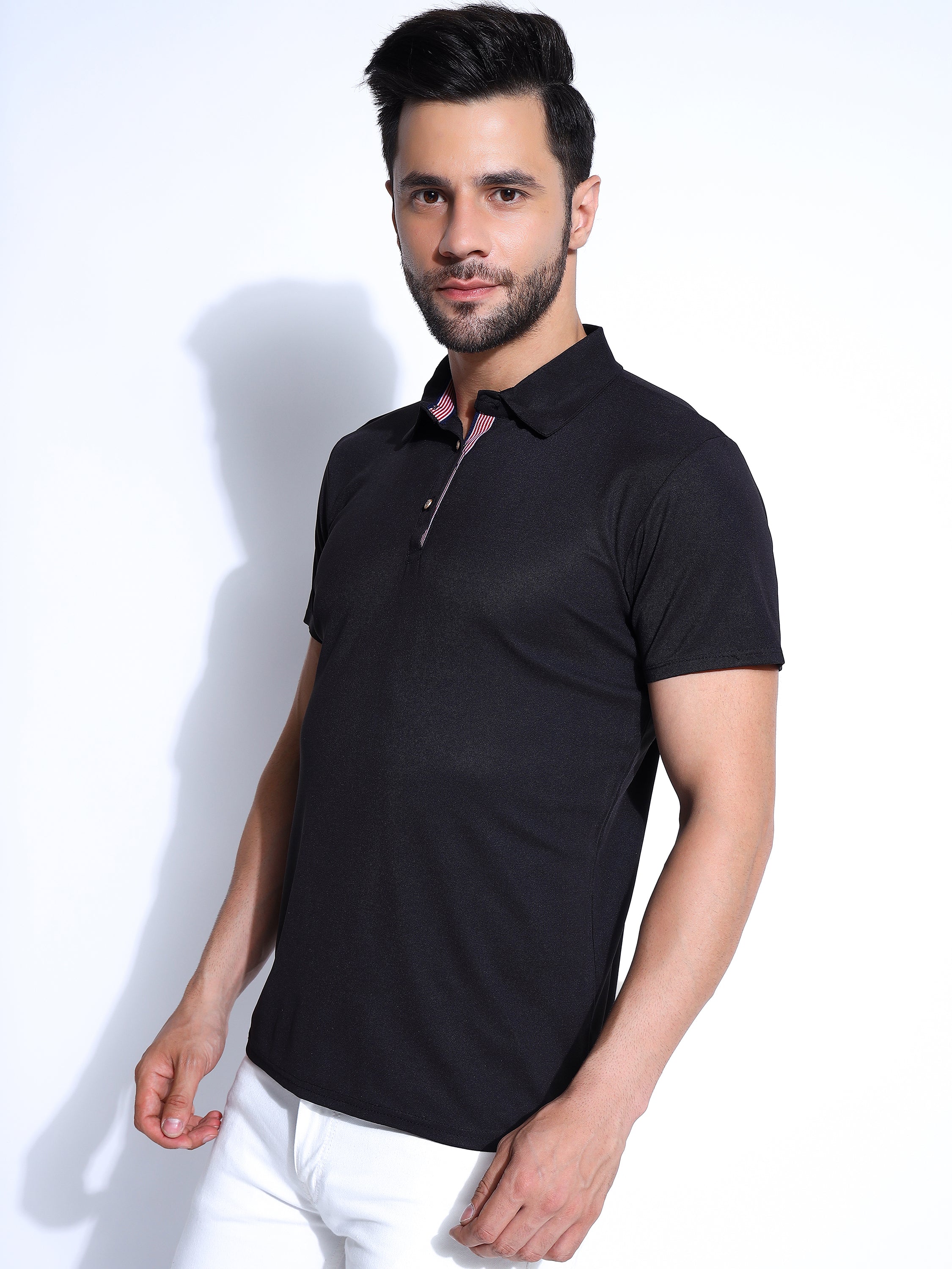 Men Solid Polo Neck Ragular Fit T-Shirt