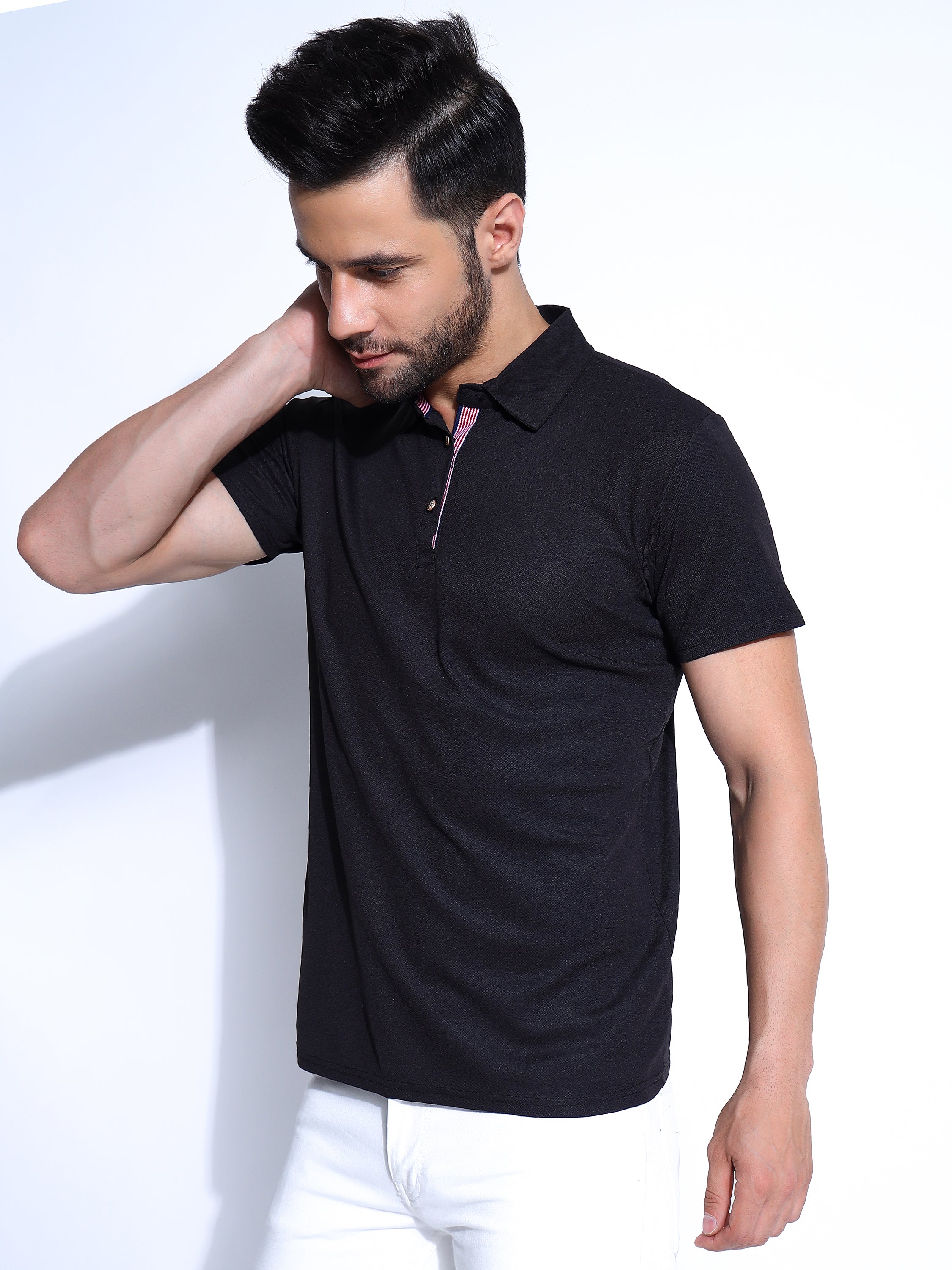 Men Solid Polo Neck Ragular Fit T-Shirt