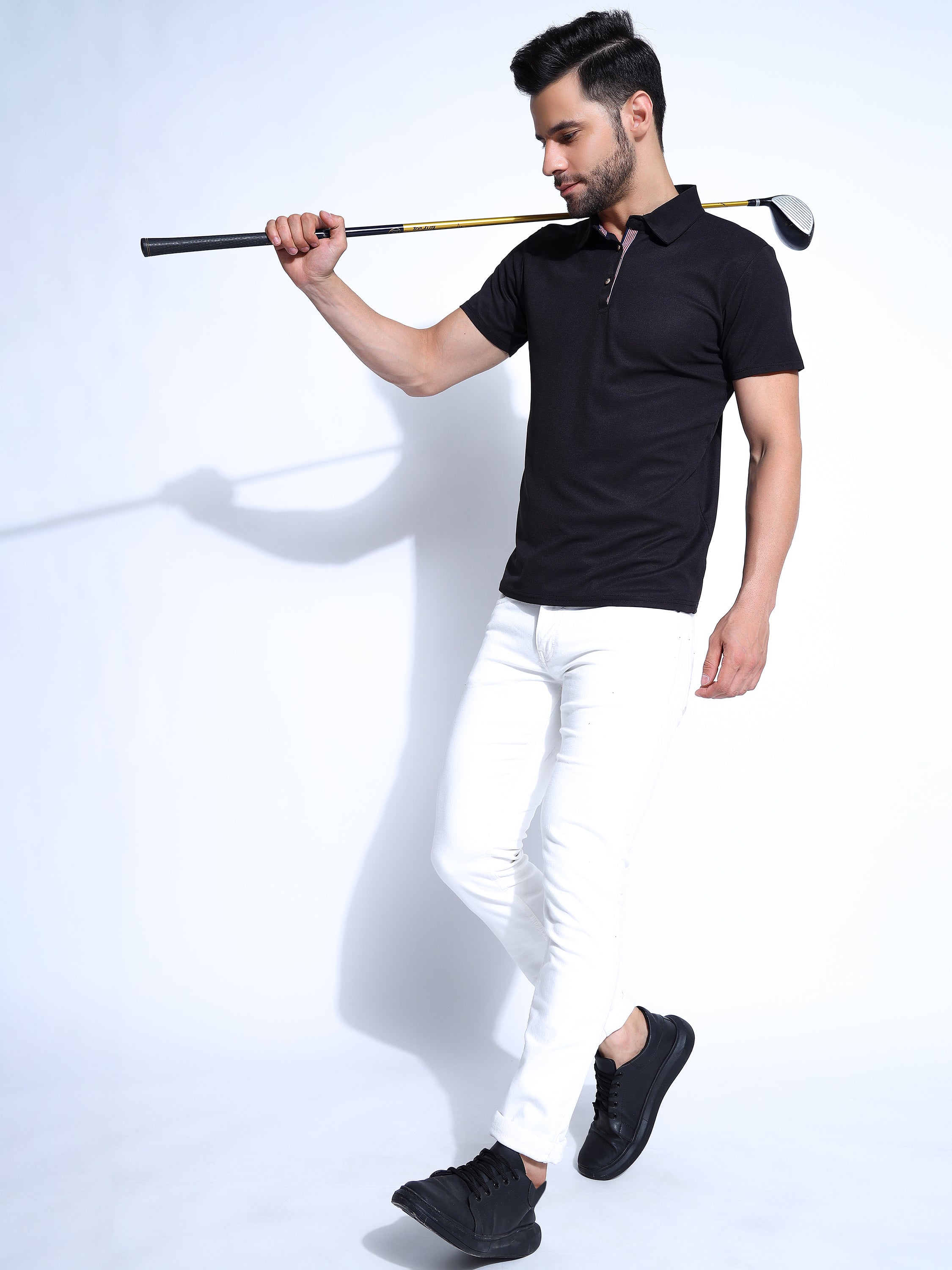 Men Solid Polo Neck Ragular Fit T-Shirt