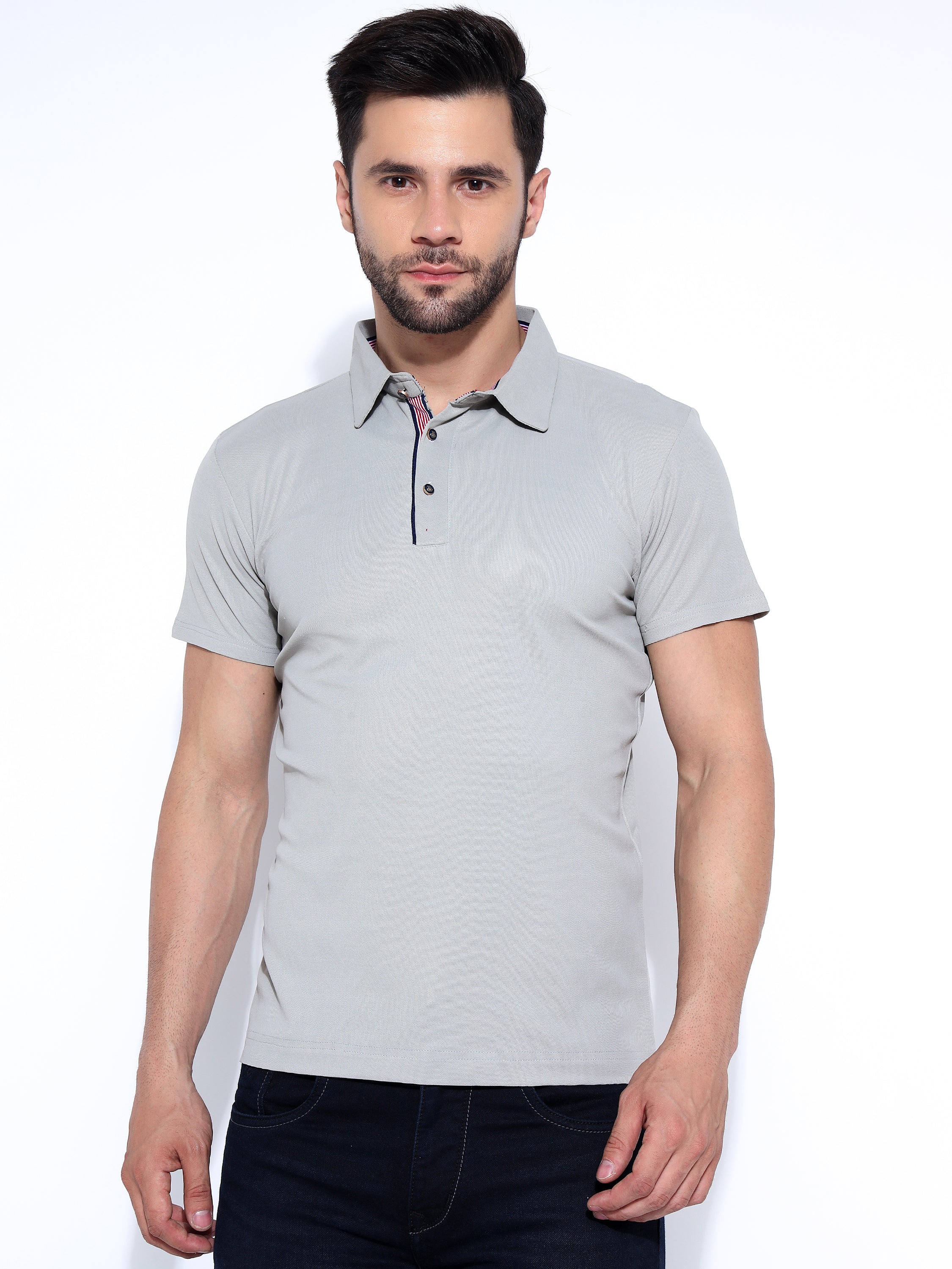 Men Solid Polo Neck Ragular Fit T-Shirt