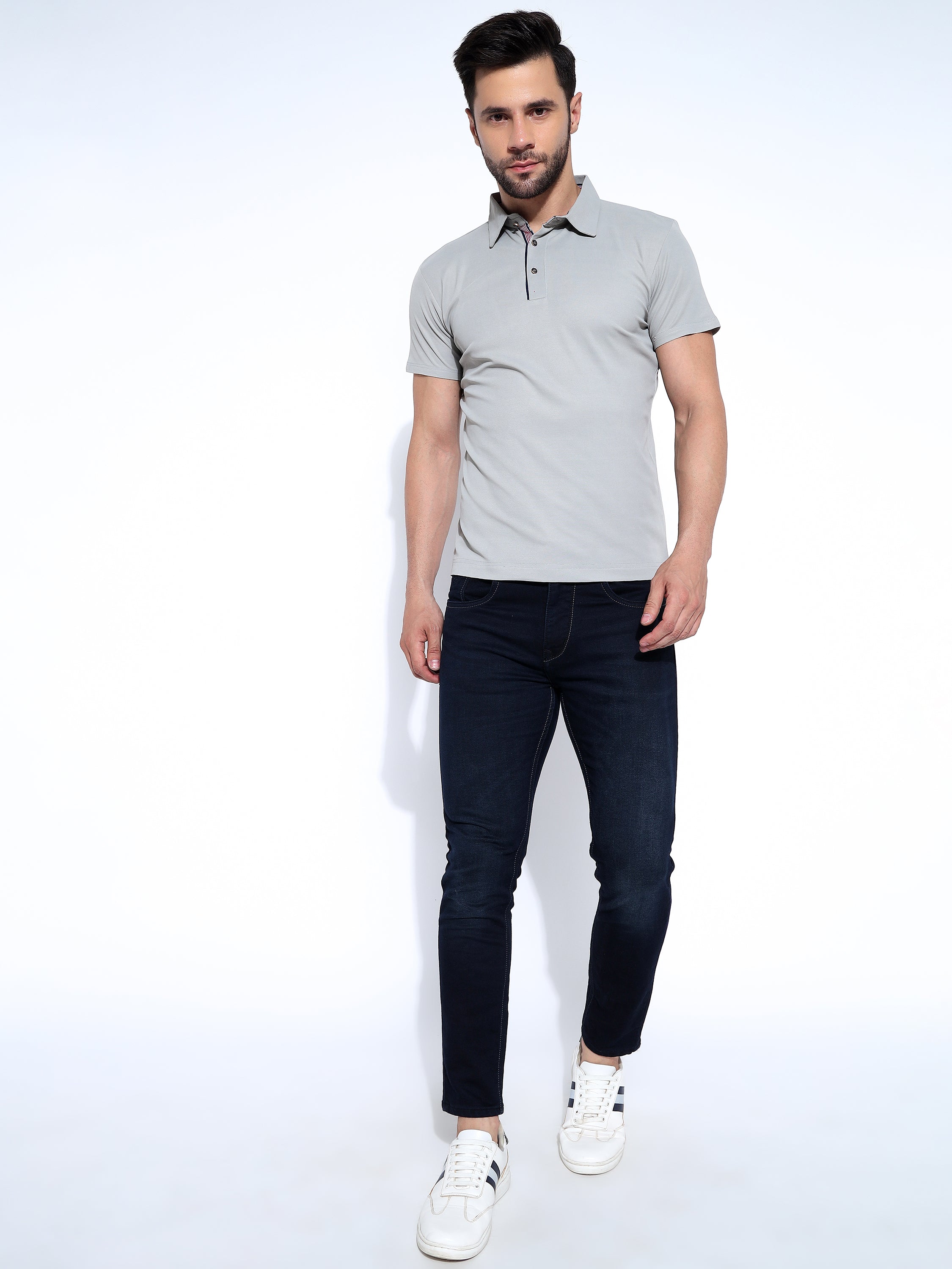 Men Solid Polo Neck Ragular Fit T-Shirt