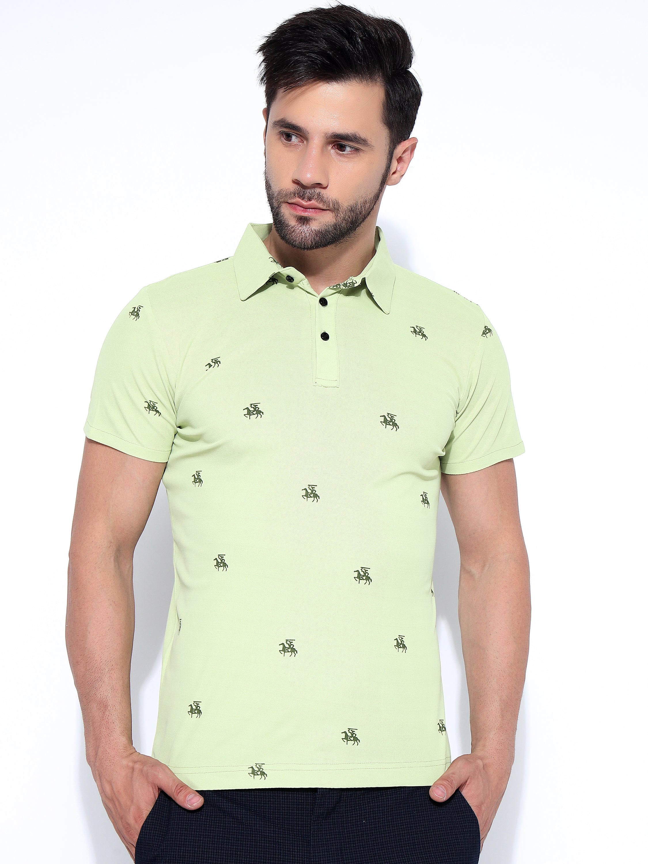 Men Print Polo Neck Ragular Fit T-Shirt