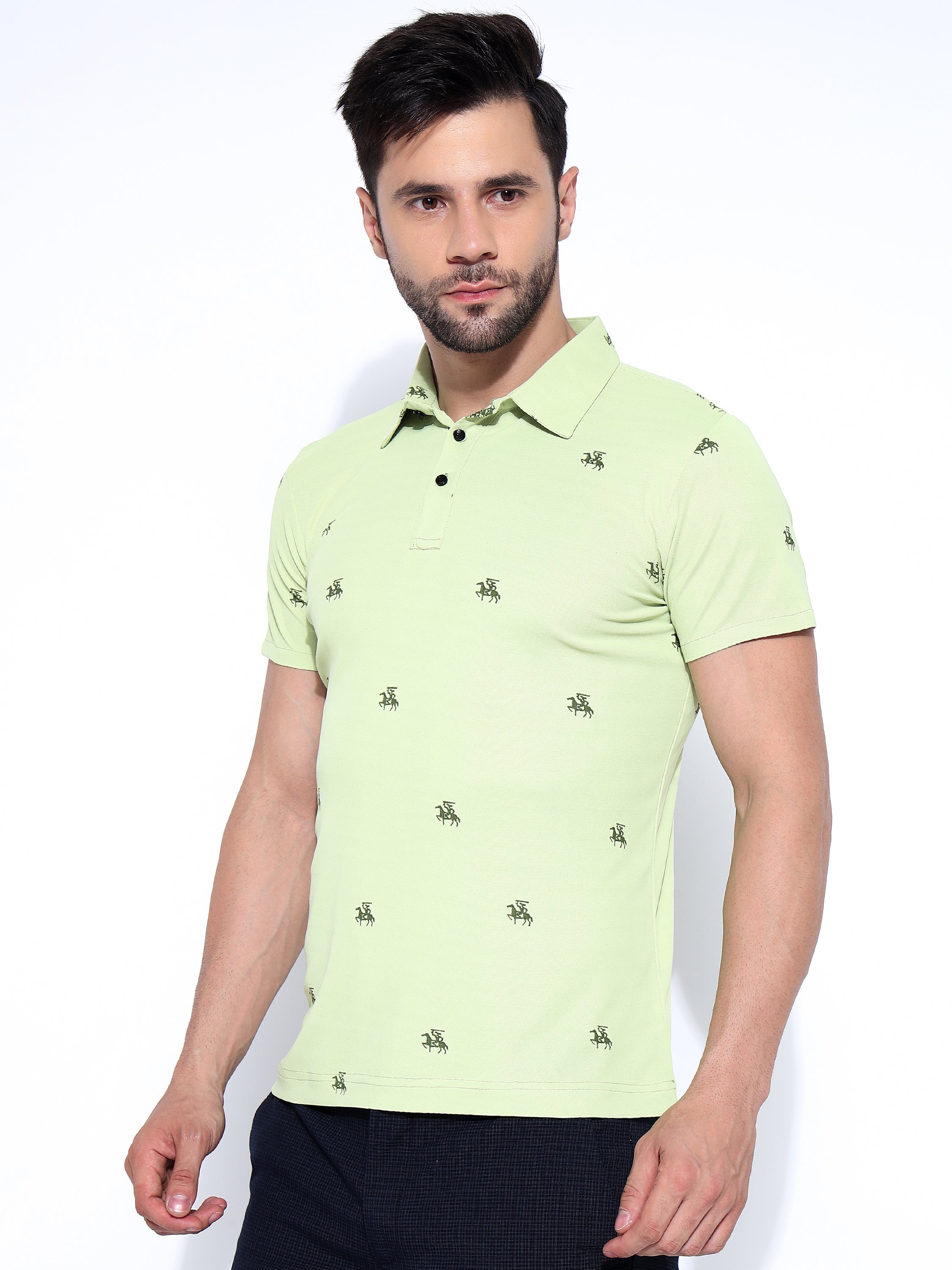 Men Print Polo Neck Ragular Fit T-Shirt