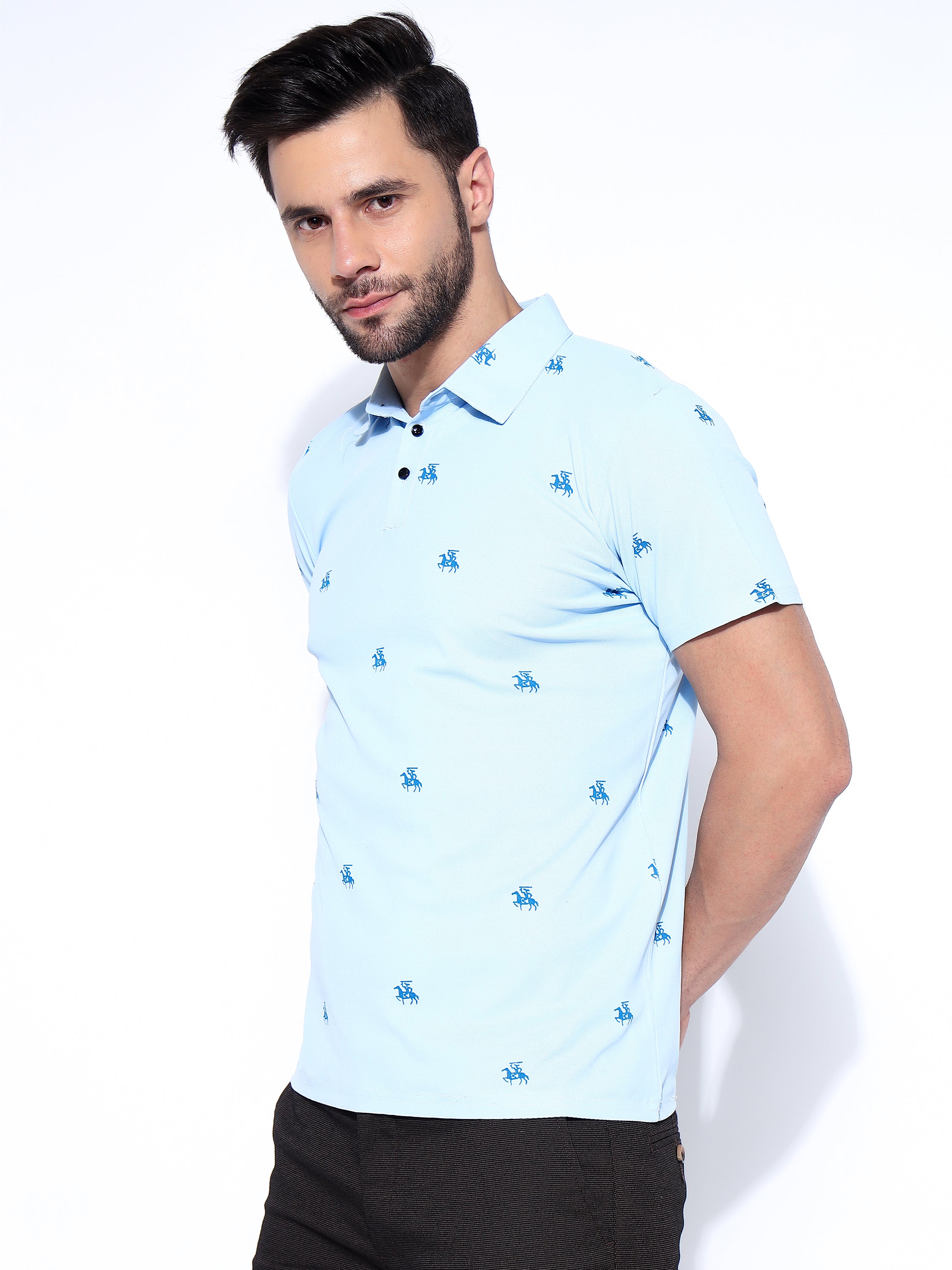 Men Print Polo Neck Ragular Fit T-Shirt