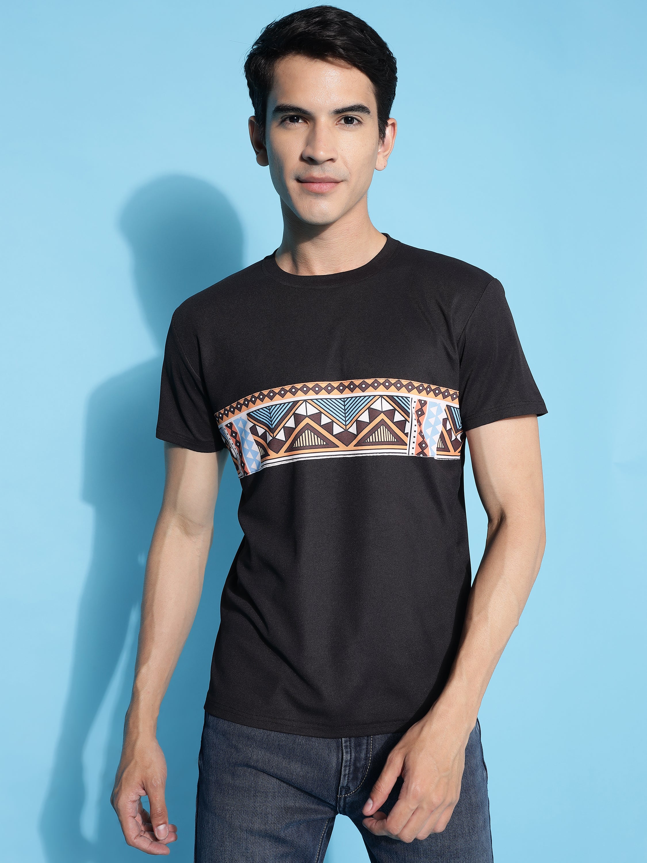 Men Casual Geometric Print Slim Fit T-Shirt