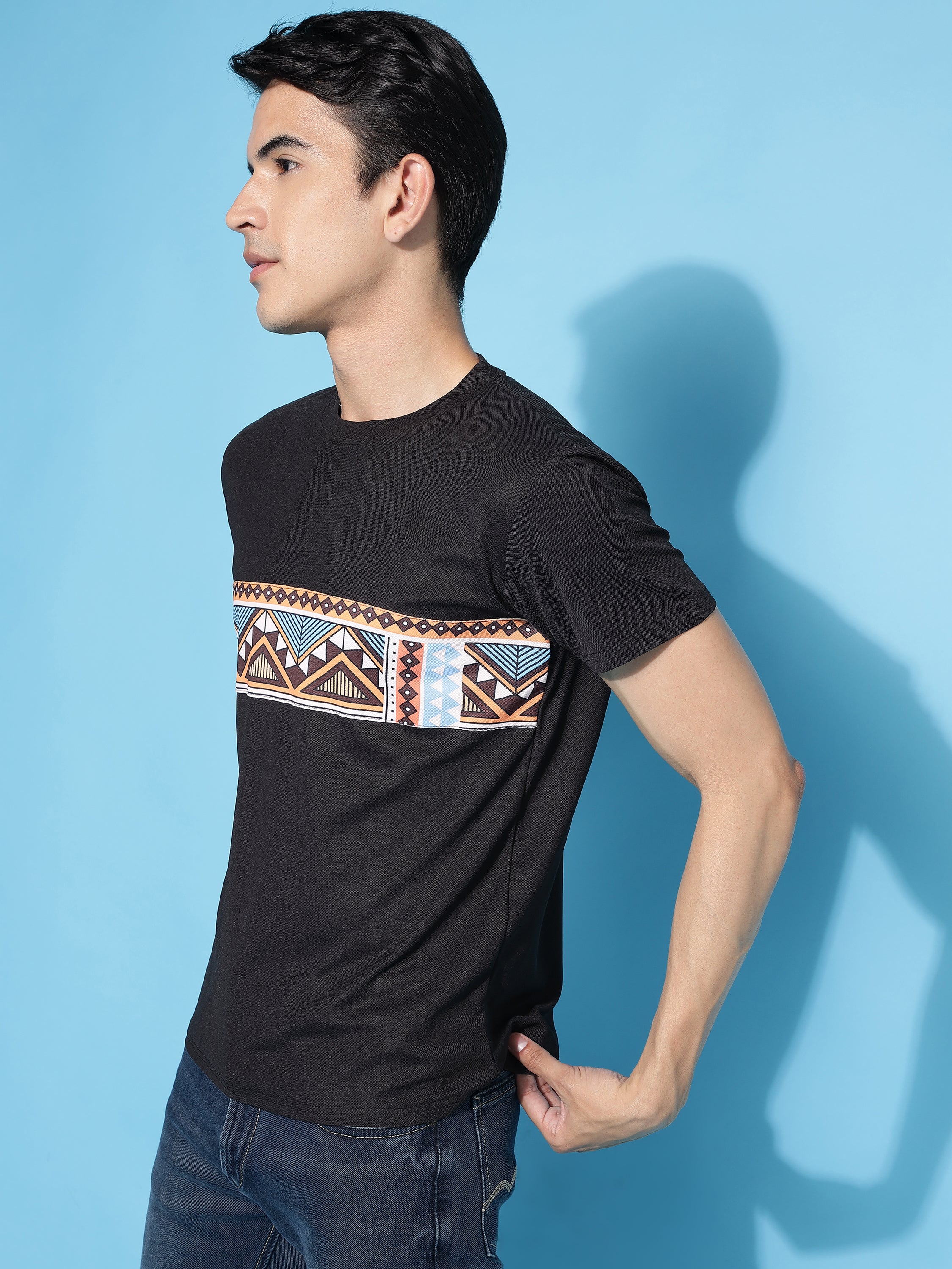 Men Casual Geometric Print Slim Fit T-Shirt