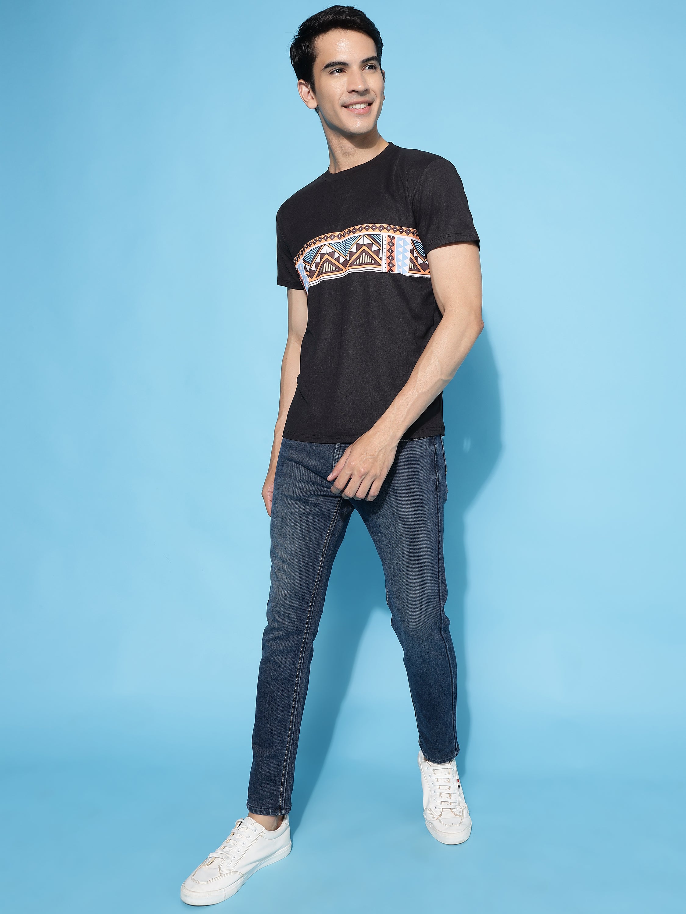 Men Casual Geometric Print Slim Fit T-Shirt