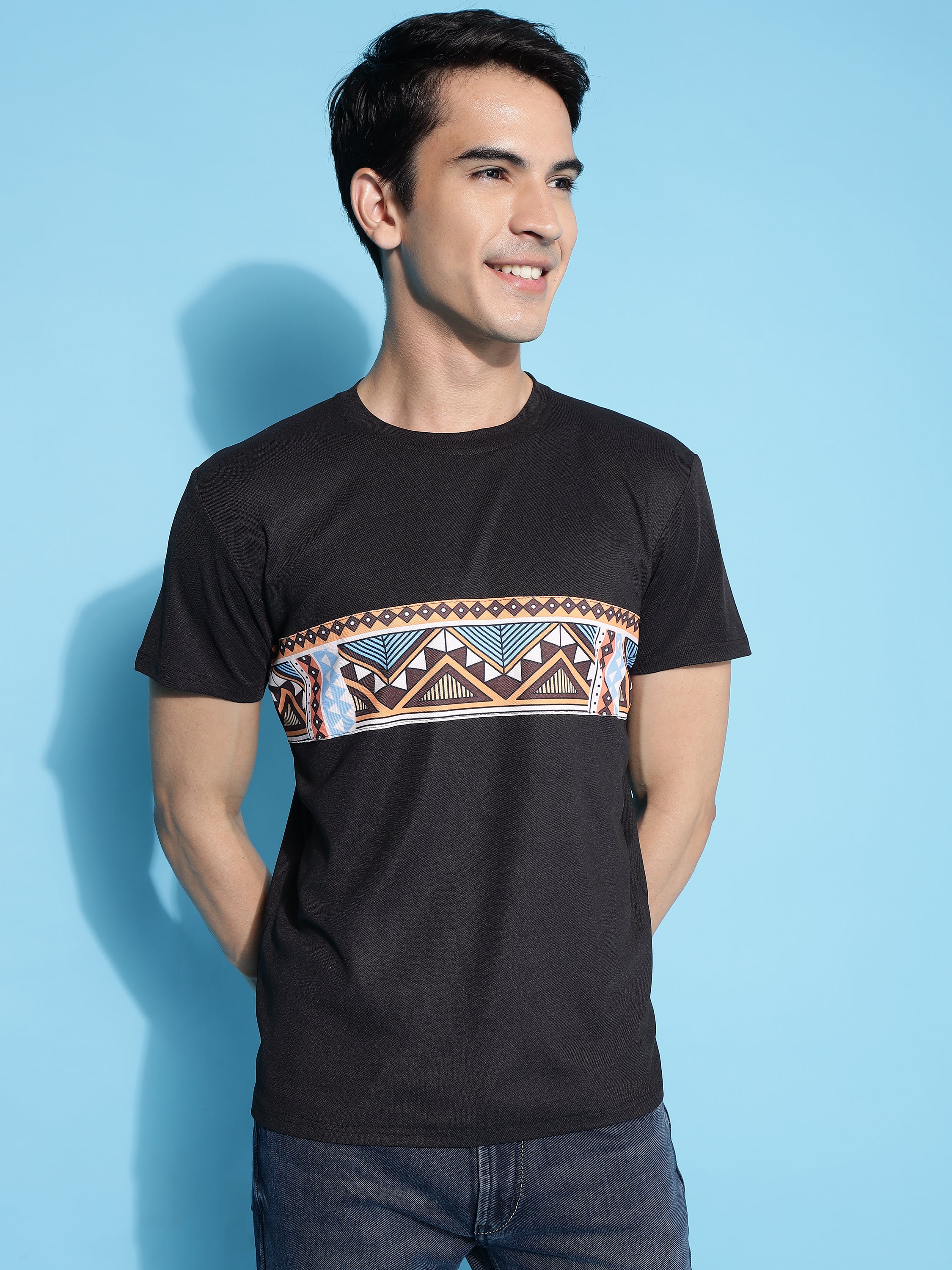 Men Casual Geometric Print Slim Fit T-Shirt