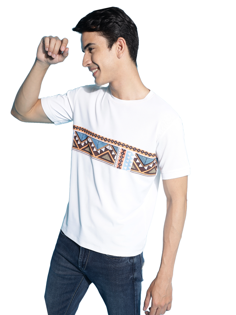 Men Casual Geometric Print Slim Fit T-Shirt