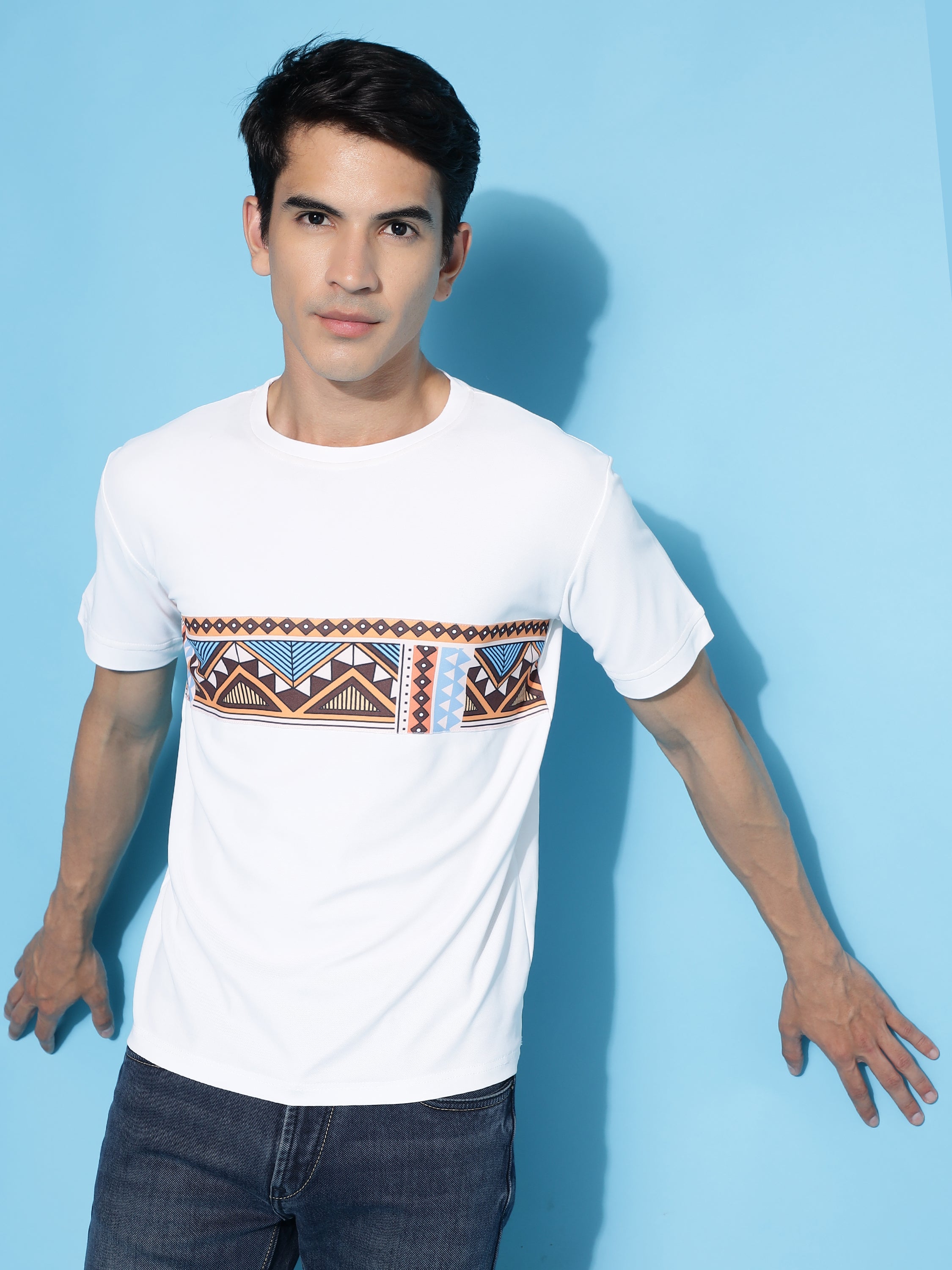 Men Casual Geometric Print Slim Fit T-Shirt