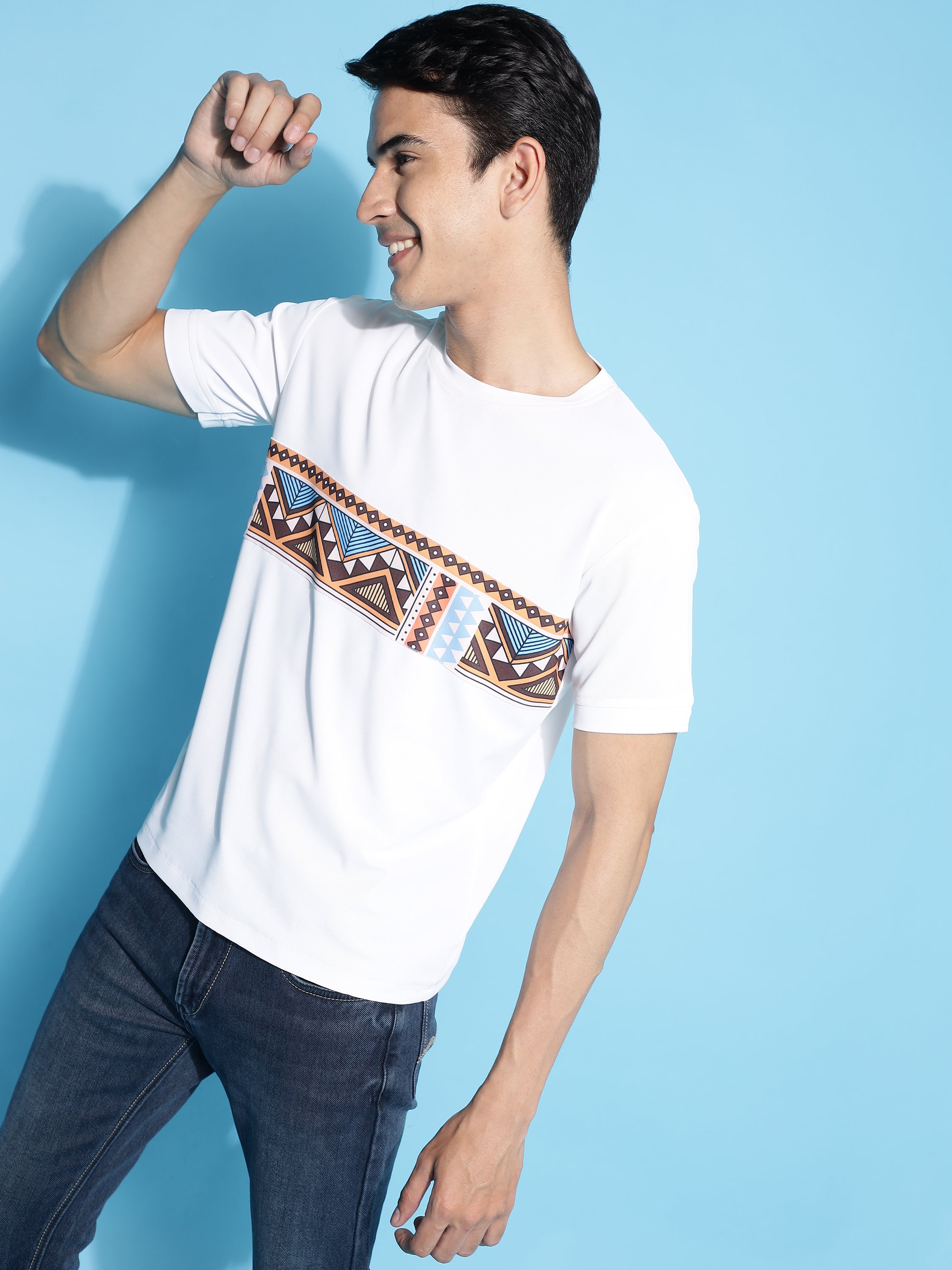 Men Casual Geometric Print Slim Fit T-Shirt