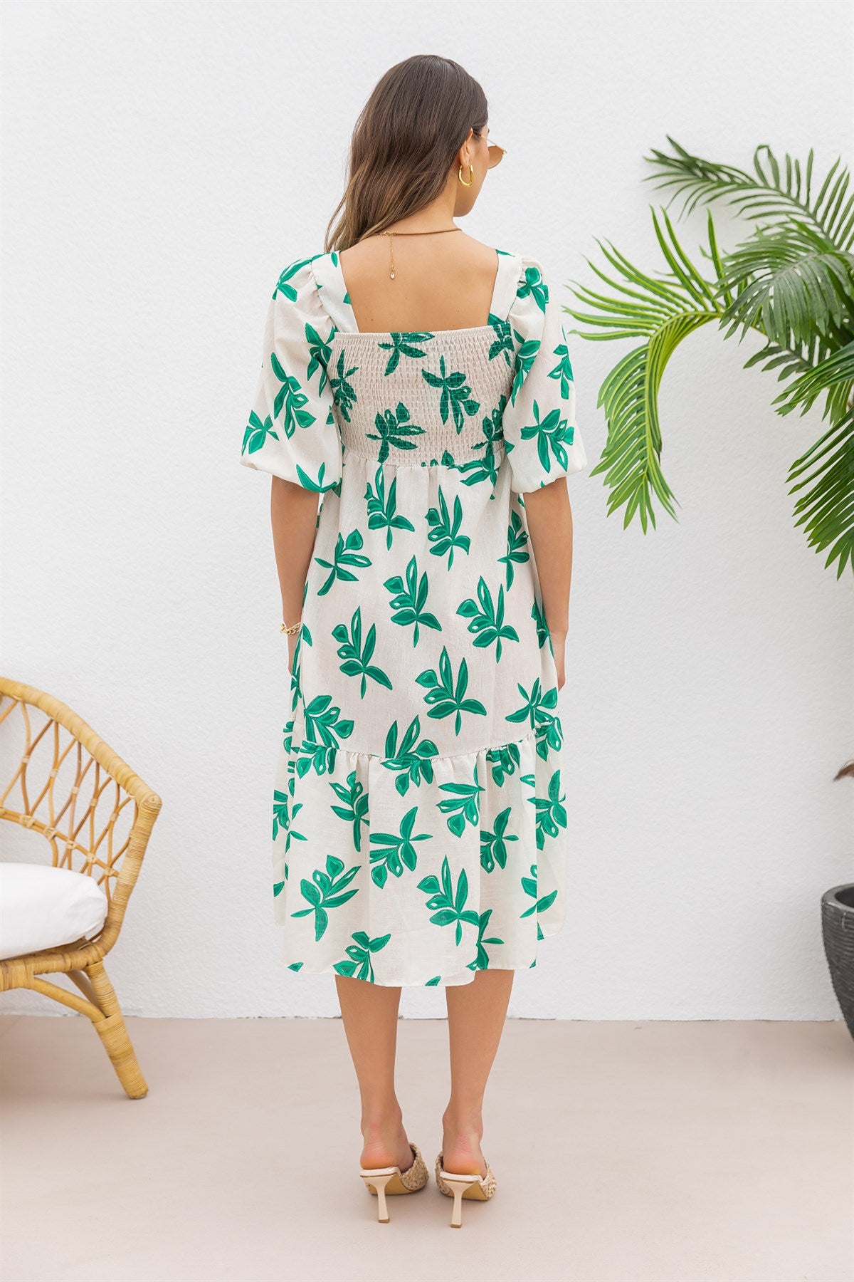 Women Smoked printed Fit and Flare Maxi Dress