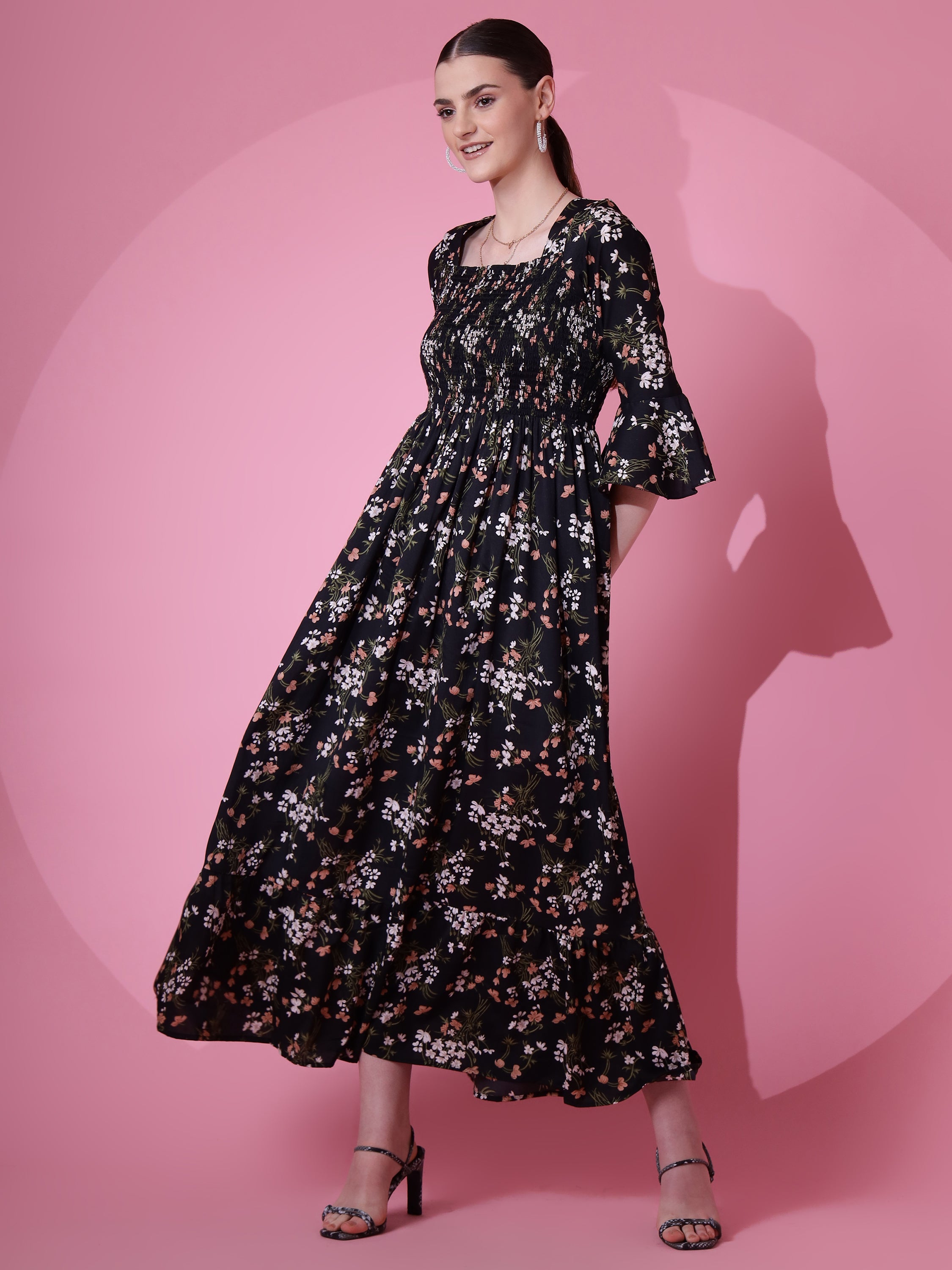 Women Floral Printed  Fit and Flare Maxi Dress