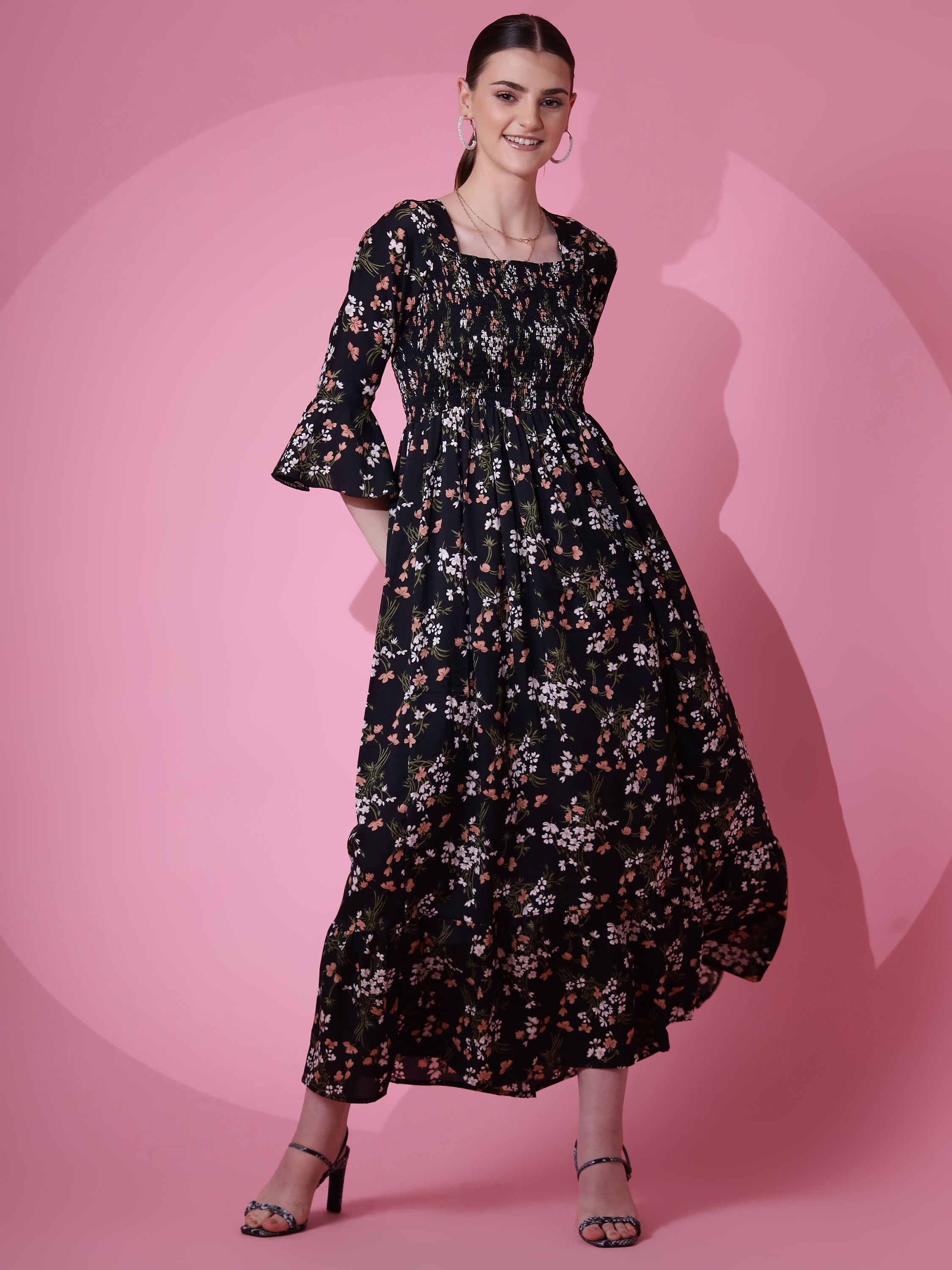 Women Floral Printed  Fit and Flare Maxi Dress