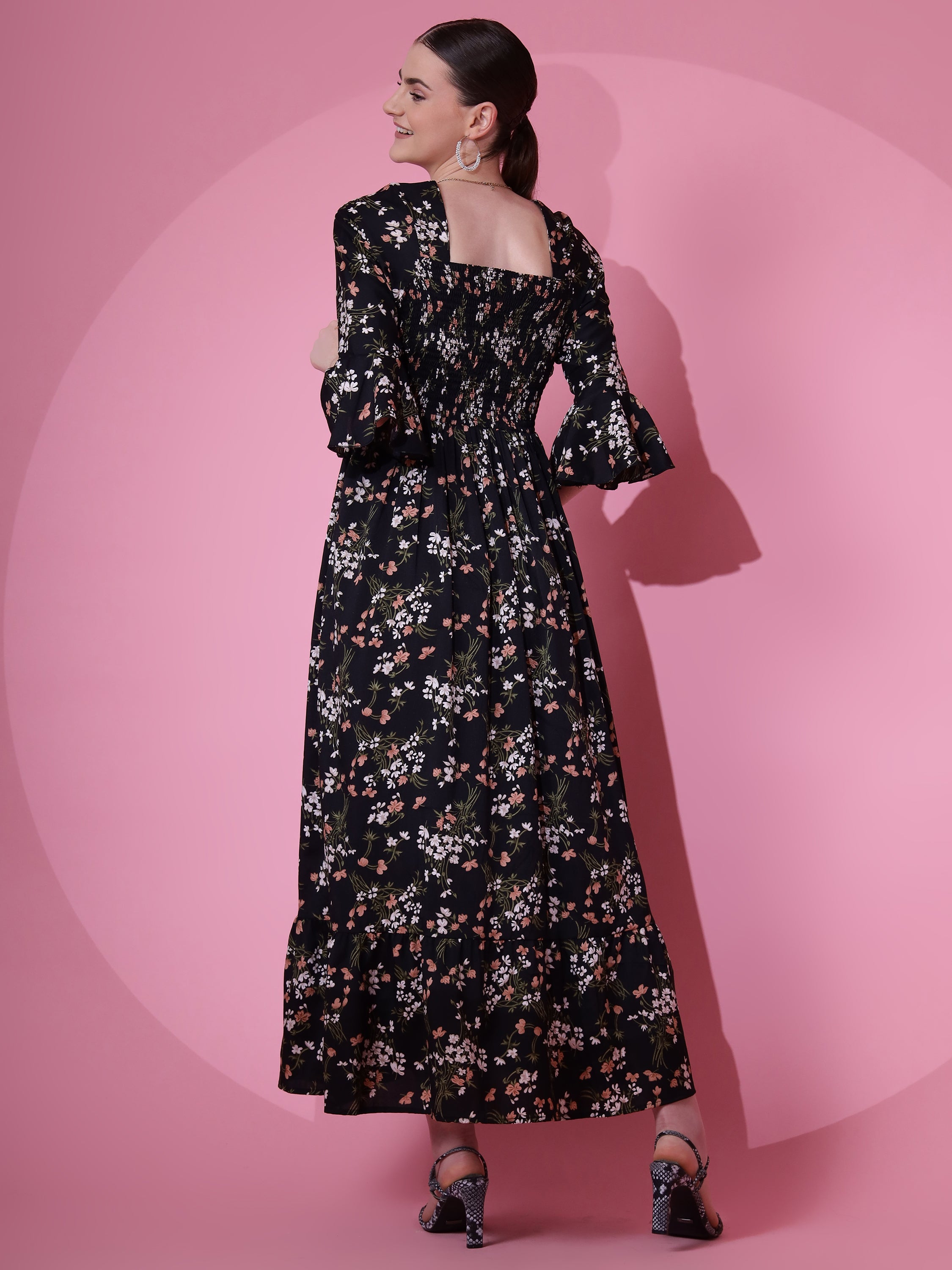 Women Floral Printed  Fit and Flare Maxi Dress