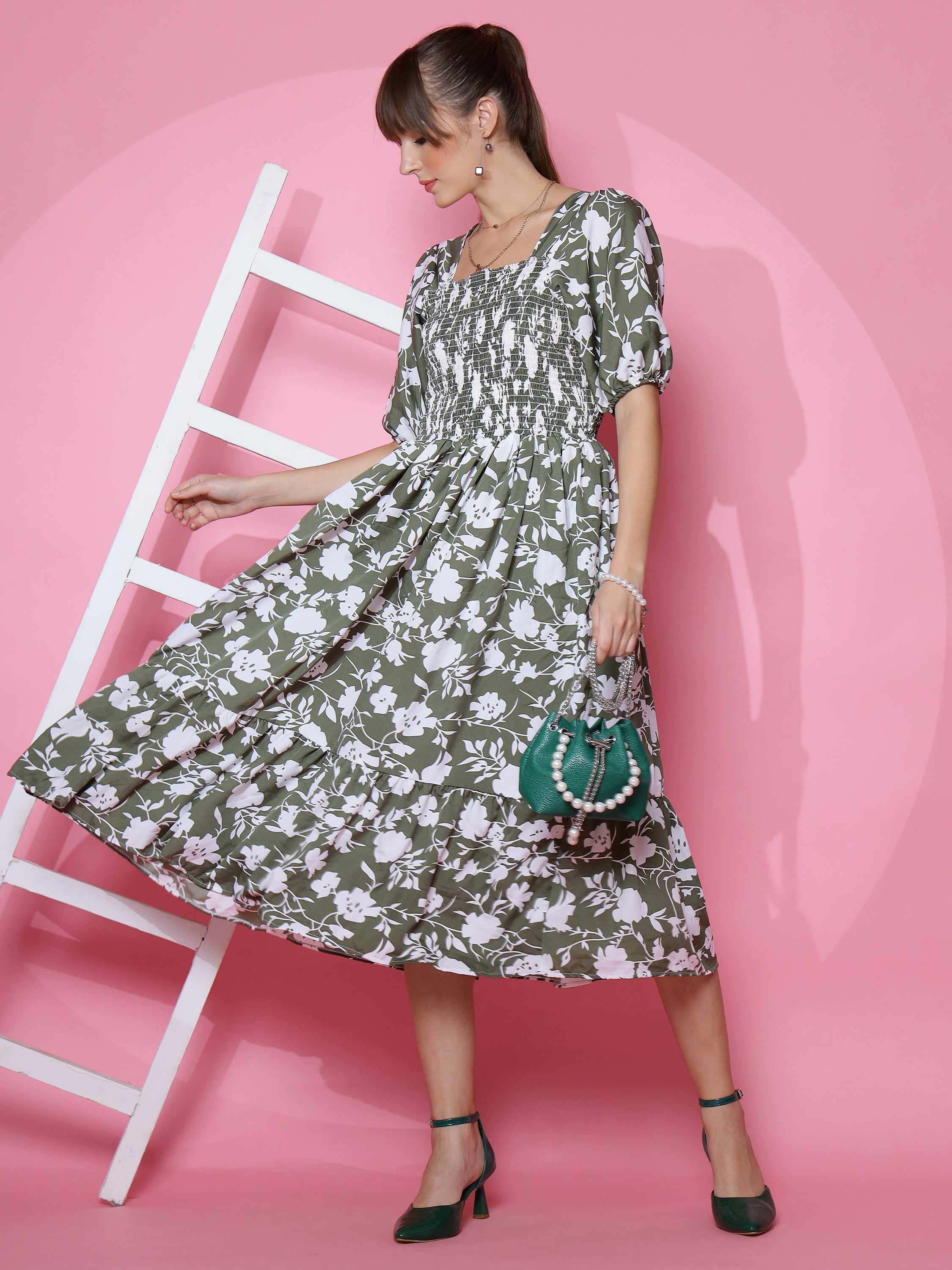 Women Floral Elegance Fit and Flare Maxi Dress