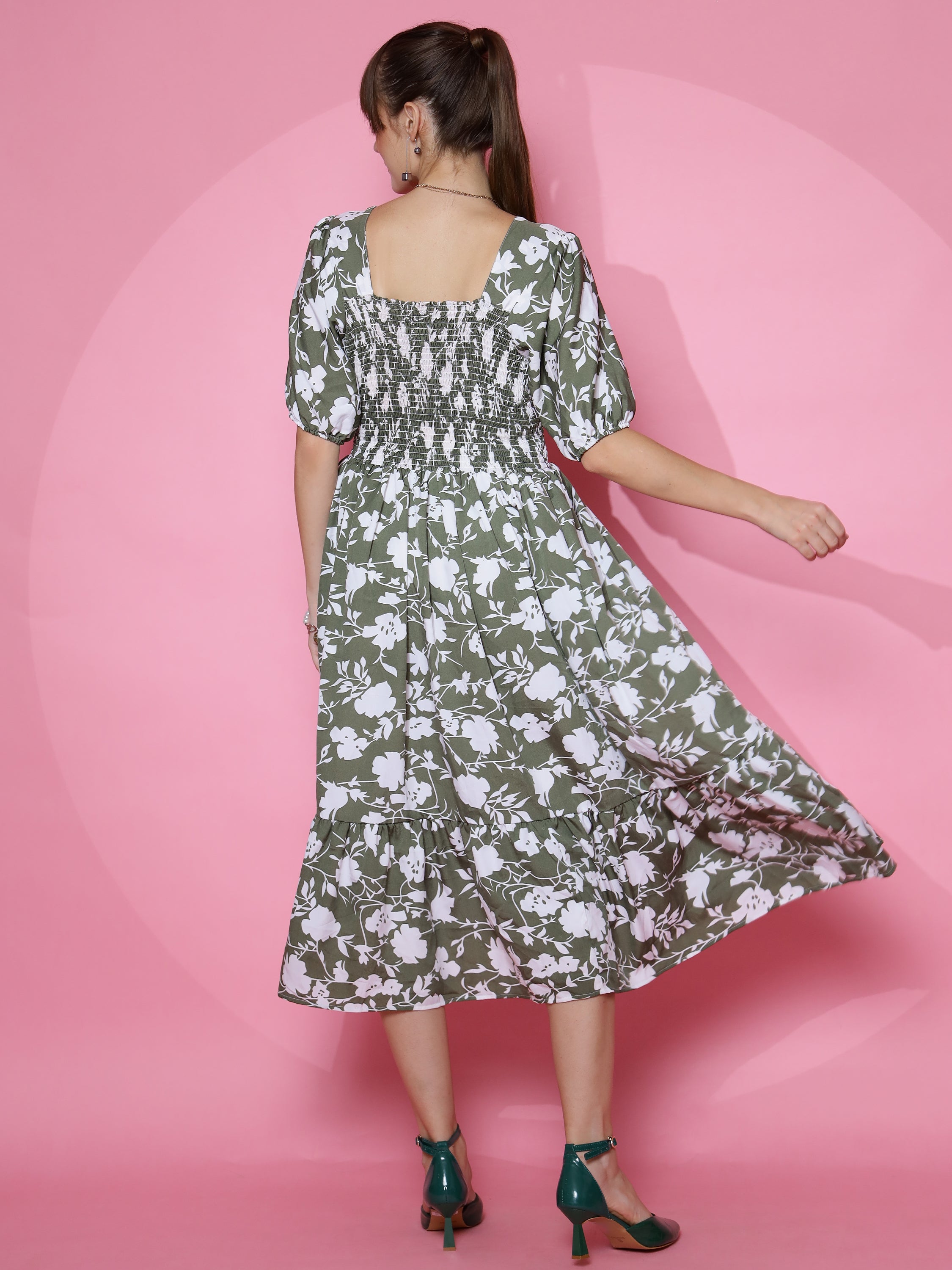 Women Floral Elegance Fit and Flare Maxi Dress