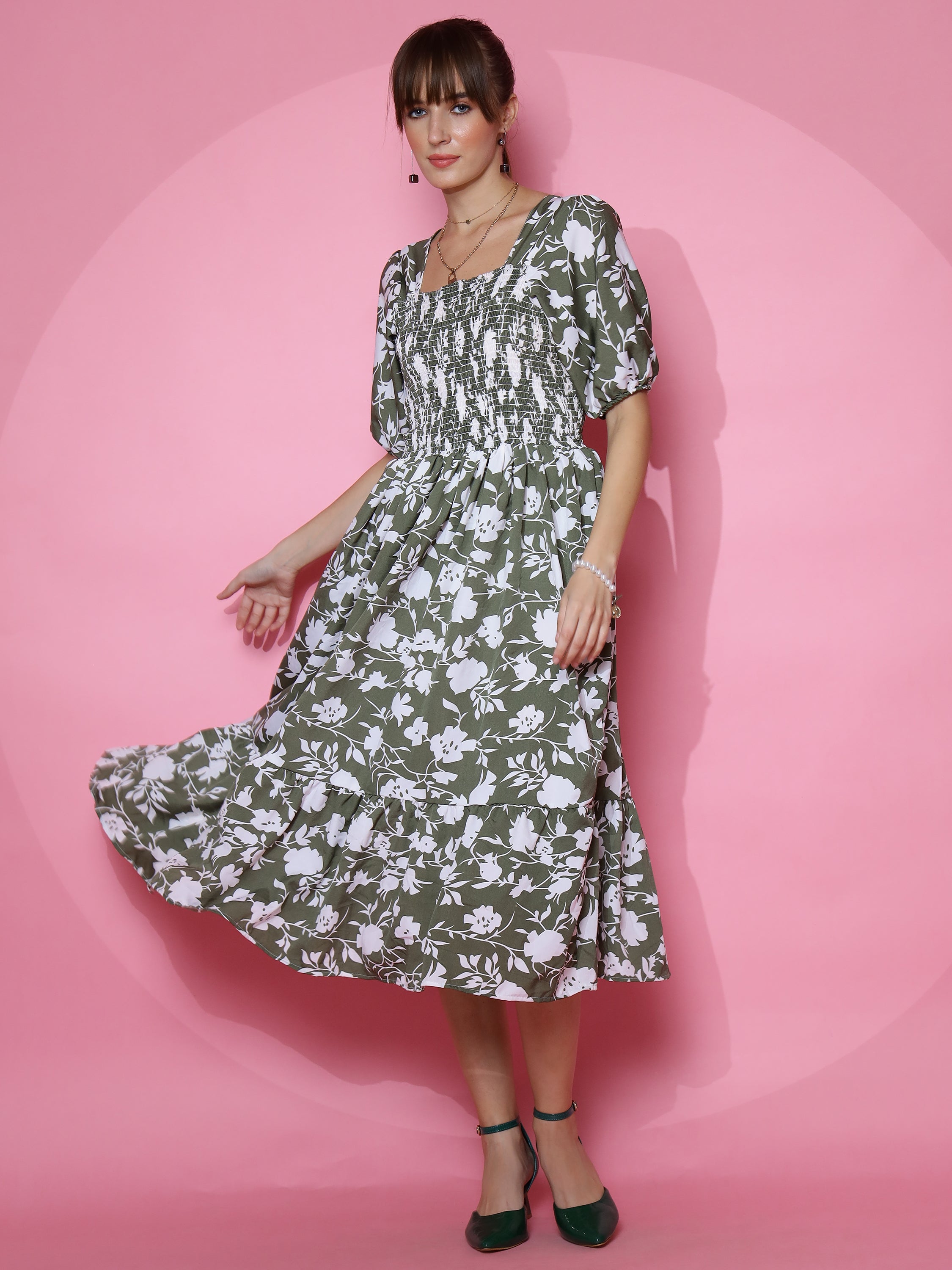 Women Floral Elegance Fit and Flare Maxi Dress