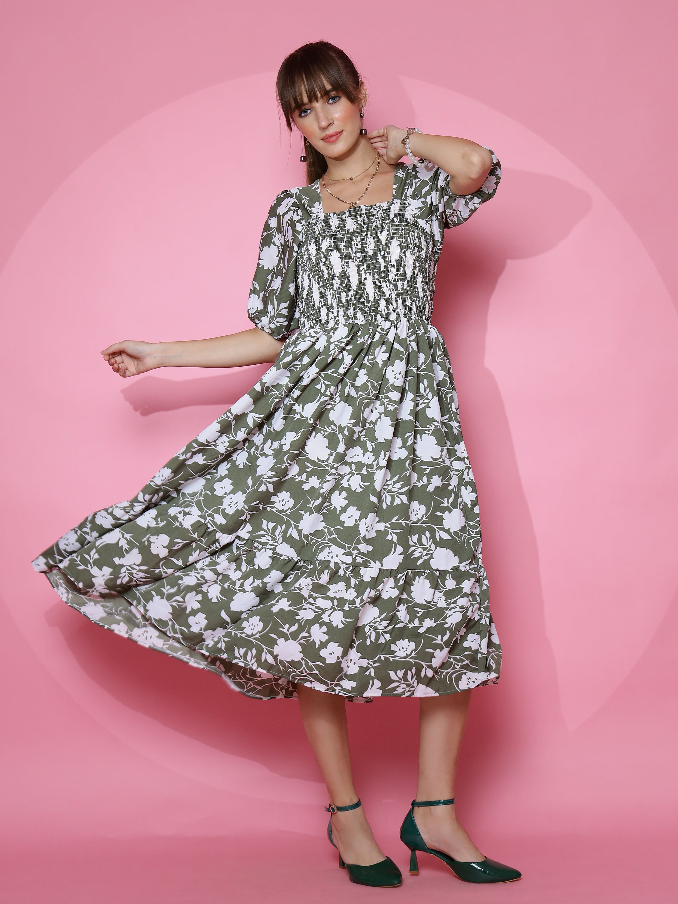 Women Floral Elegance Fit and Flare Maxi Dress