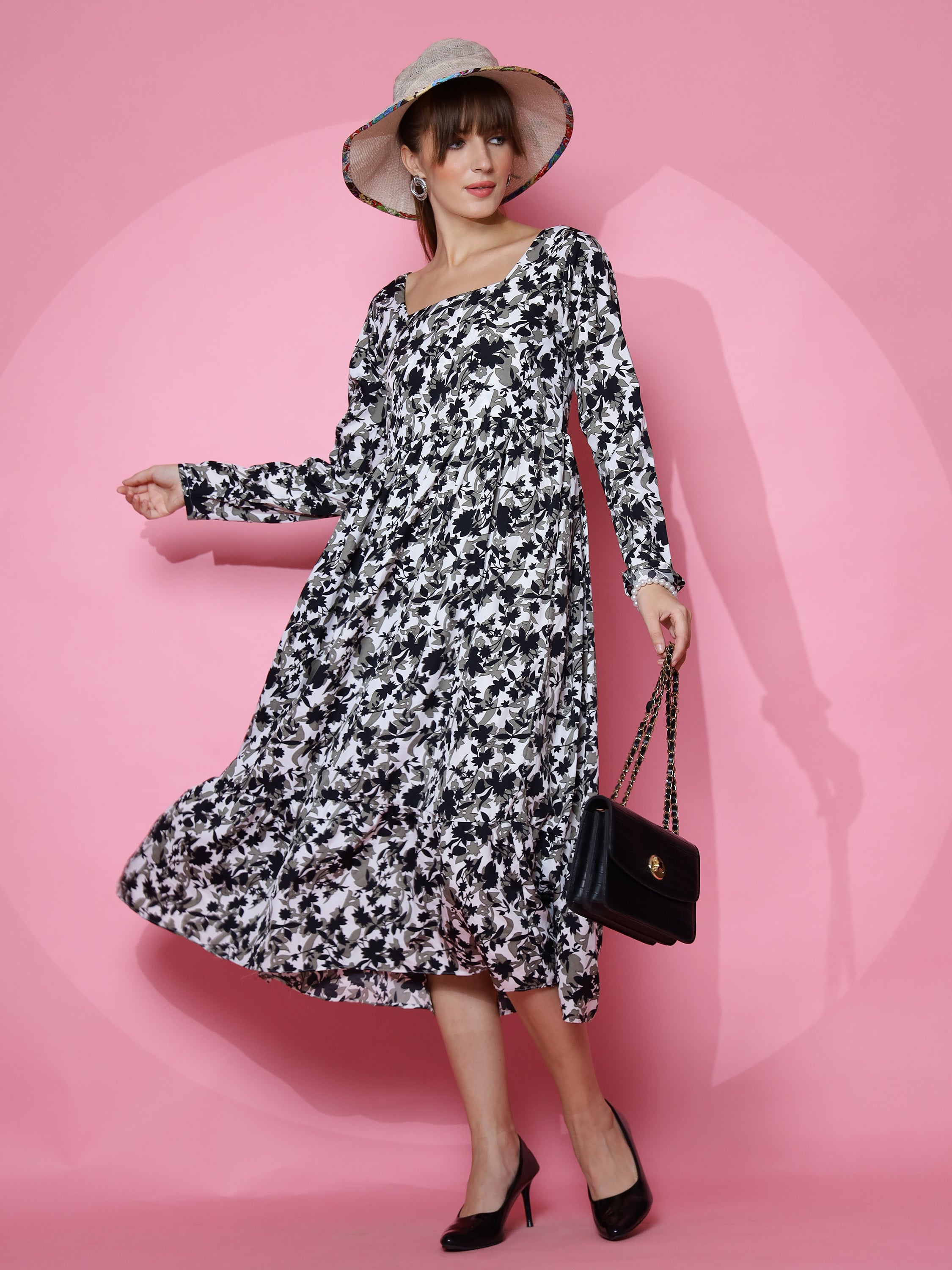 Women Wild Monochrome Animal Print Fit and Flare Maxi Dress