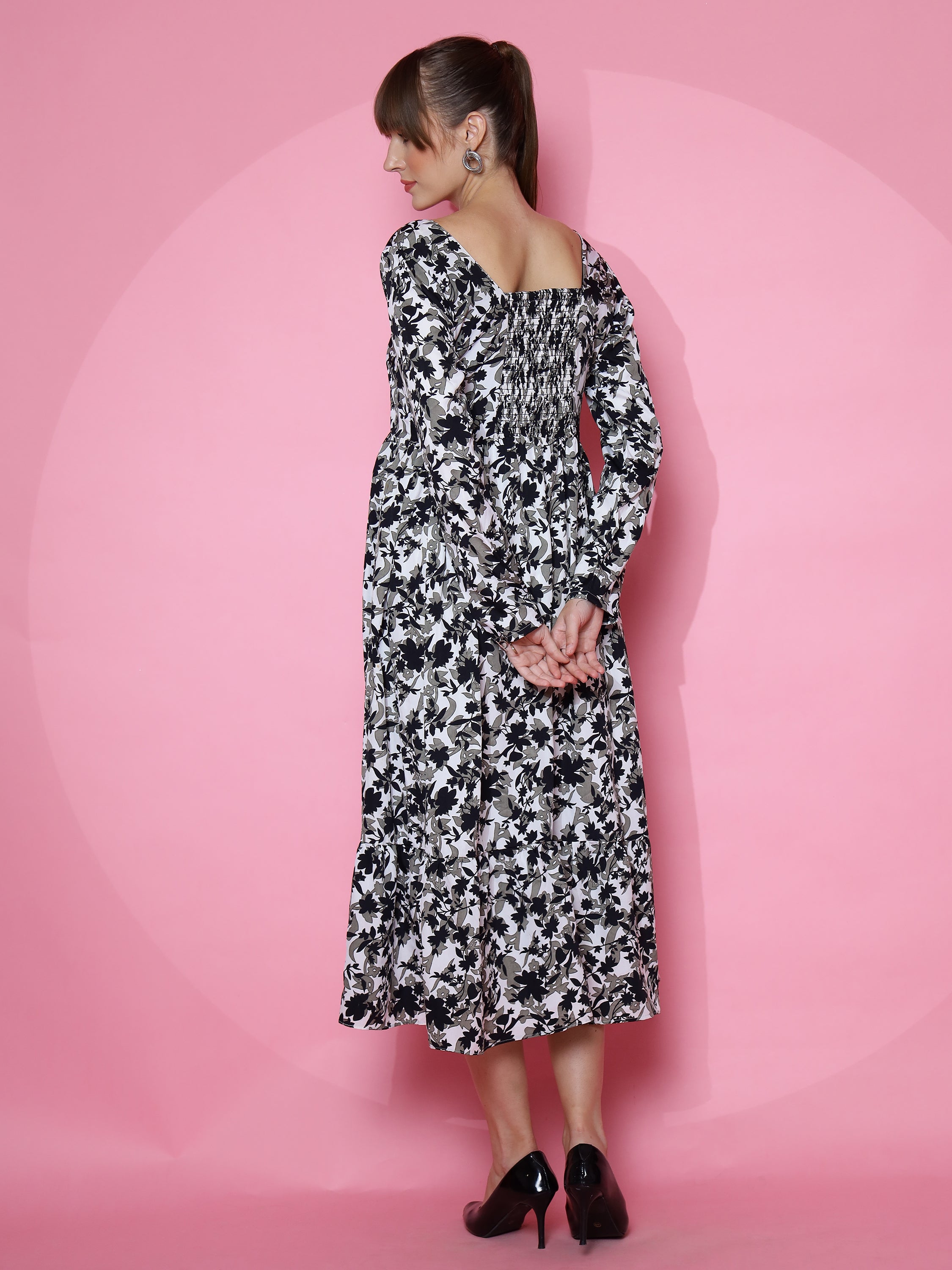 Women Wild Monochrome Animal Print Fit and Flare Maxi Dress