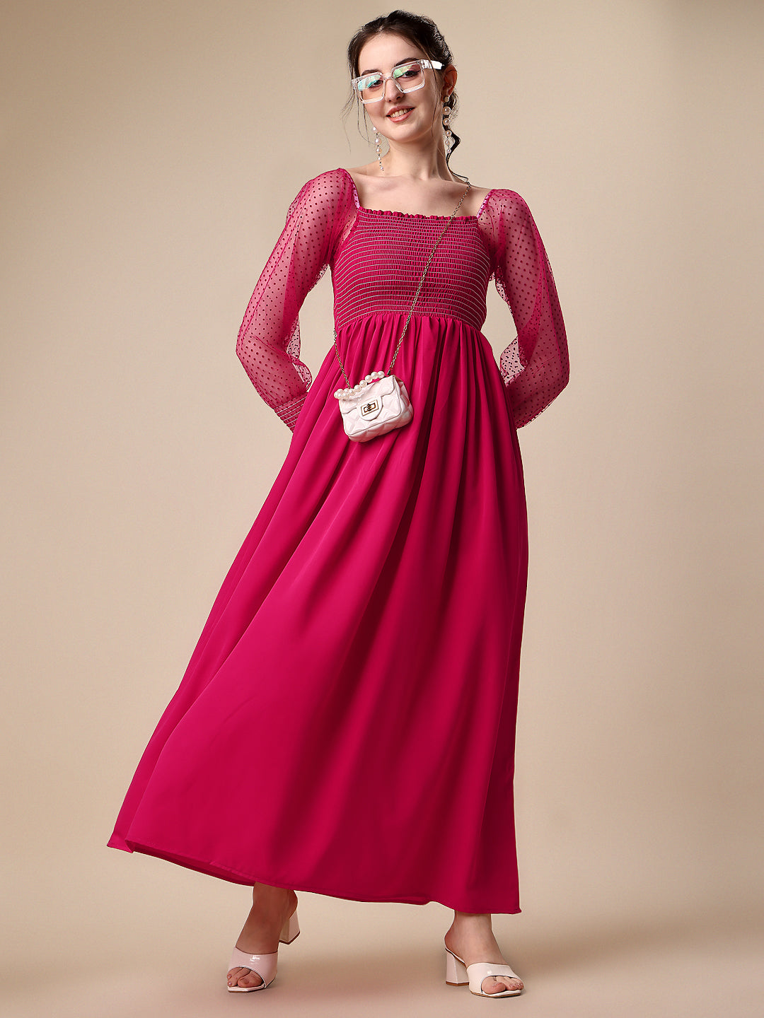 Pretty in Pink Fit & Flare Maxi Dress