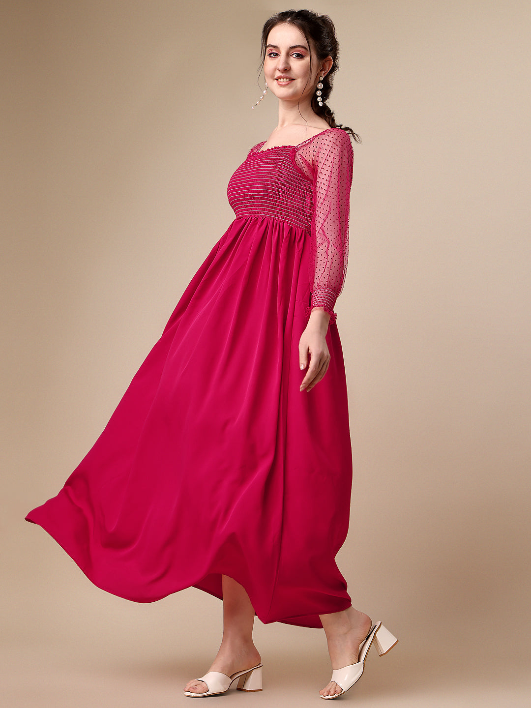 Pretty in Pink Fit & Flare Maxi Dress