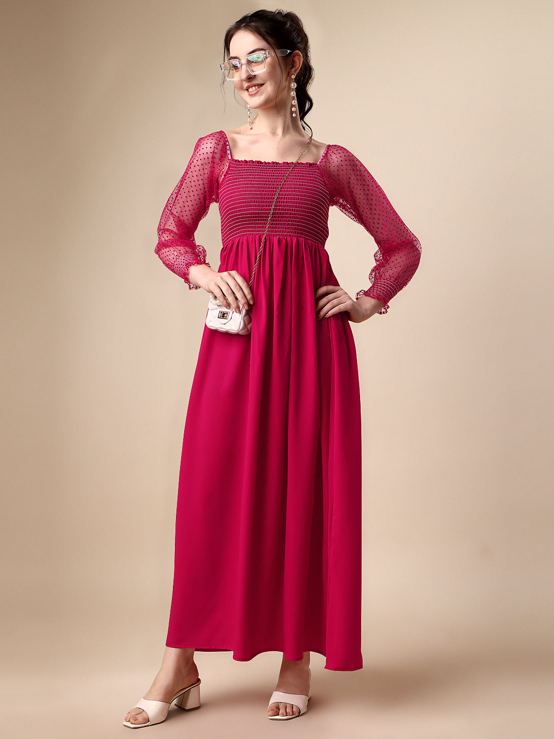 Pretty in Pink Fit & Flare Maxi Dress